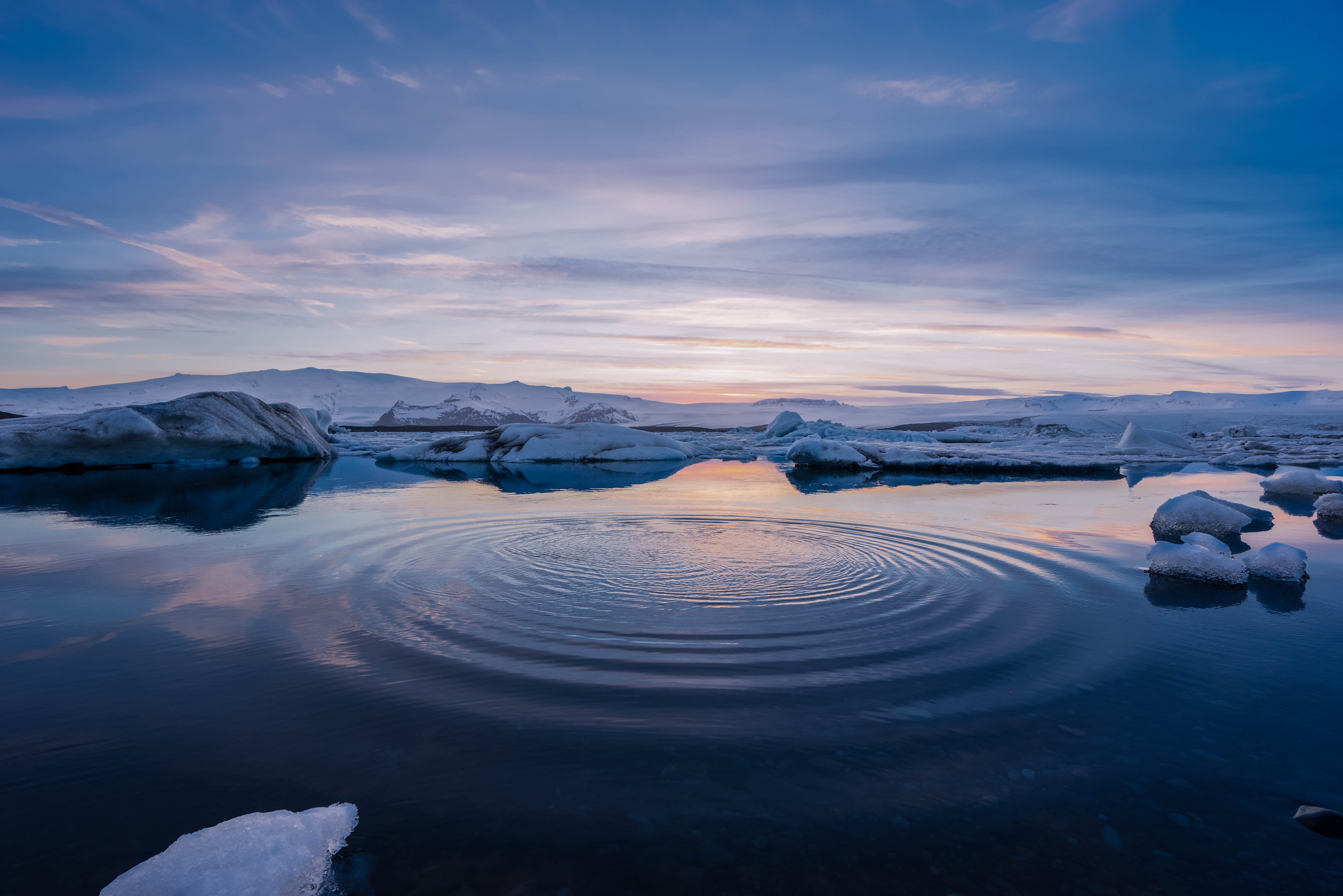 ice  water, remix, cc, 5K, toolkit, actions, colours, scape, body, photography, white sky, white, body of water, nice, Sunset, image, edit, snow, water, HD Wallpaper