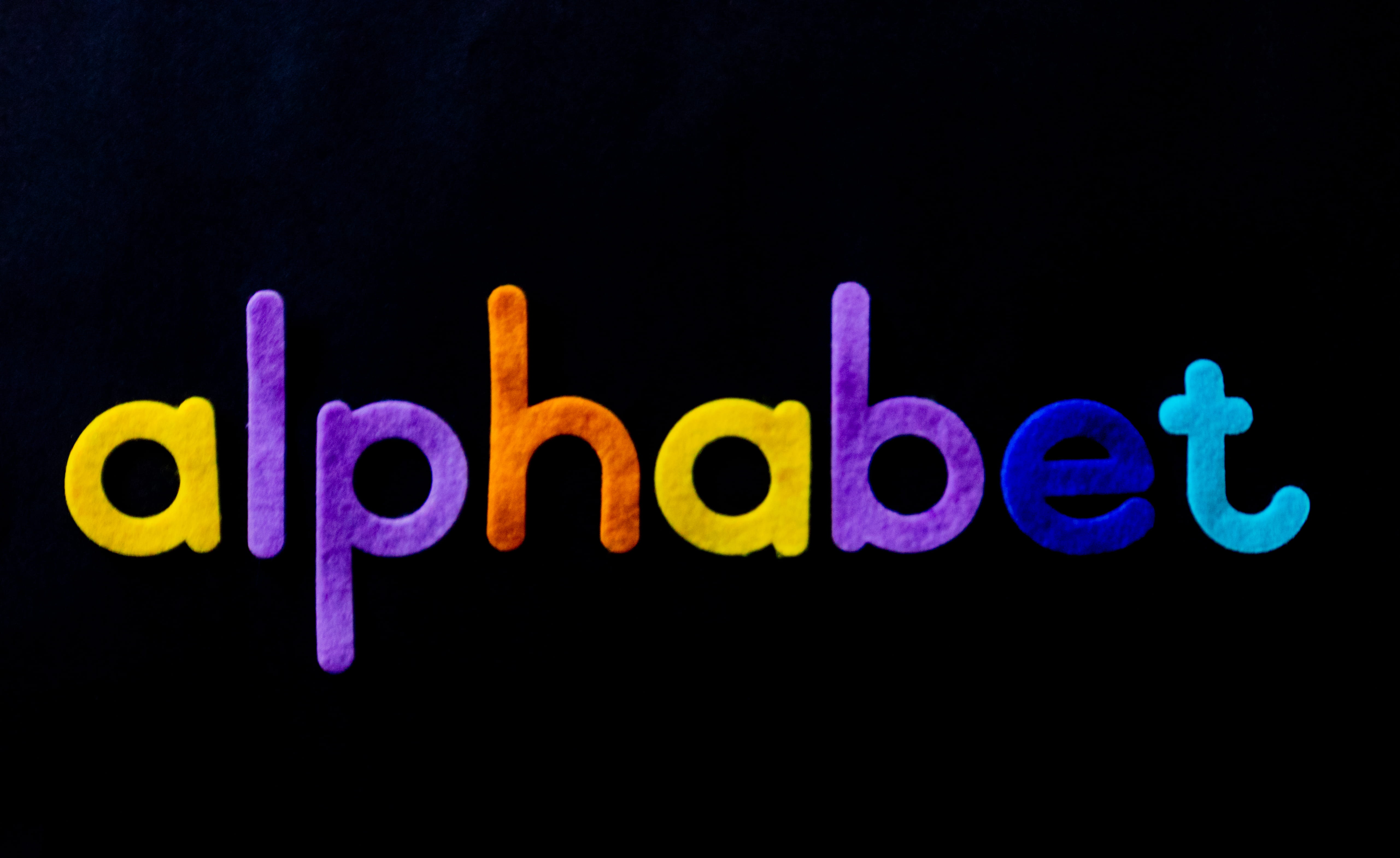 typography, font, children, communication, sign, night, indoors, graphic, new years eve, abc, neon colored, cut out, blue, dark, write, alphabet, kids, HD Wallpaper