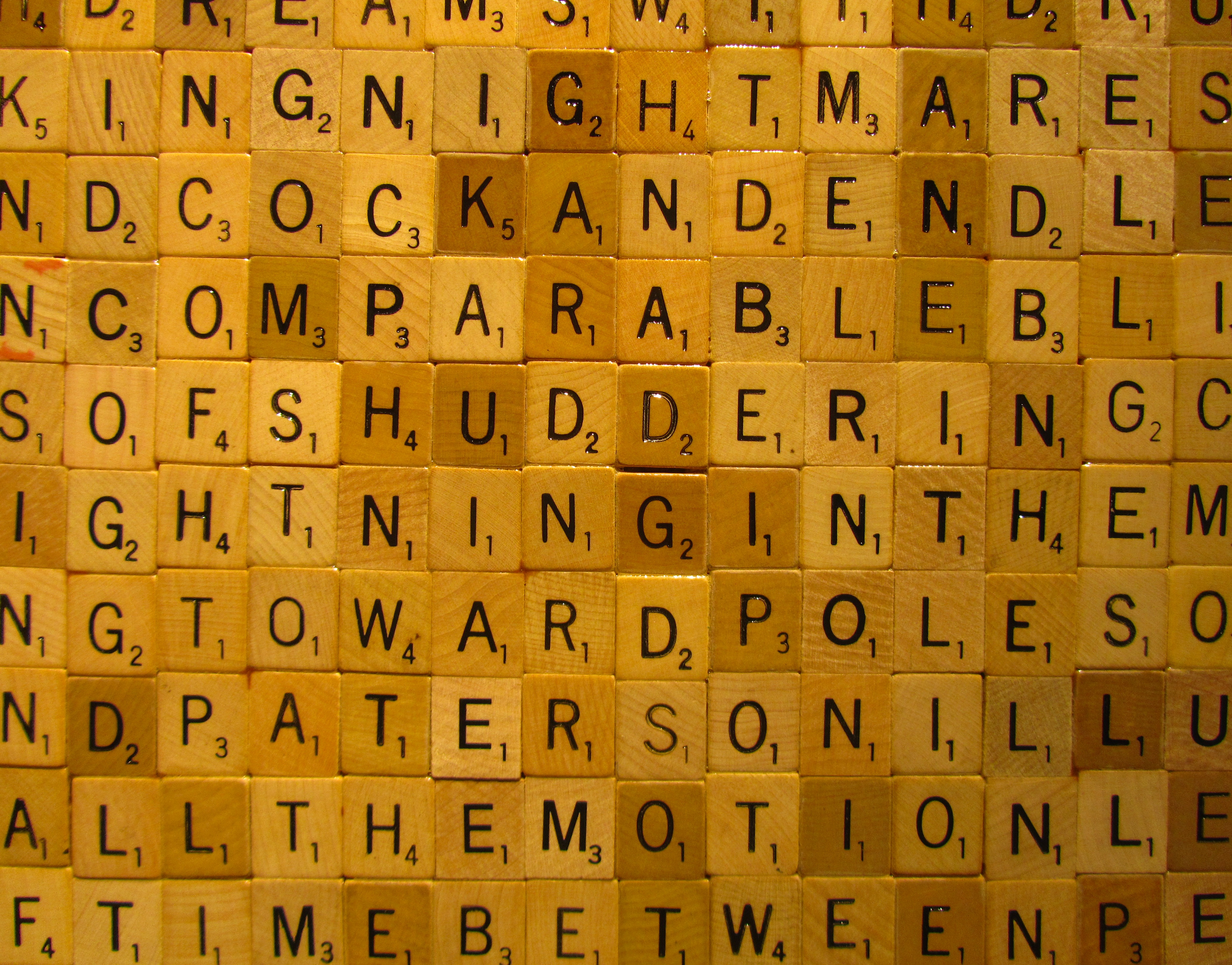 words, scrabble tiles, no people, pattern, yellow, wood - material, backgrounds, game, indoors, full frame, in a row, close-up, letter, abundance, repetition, HD Wallpaper