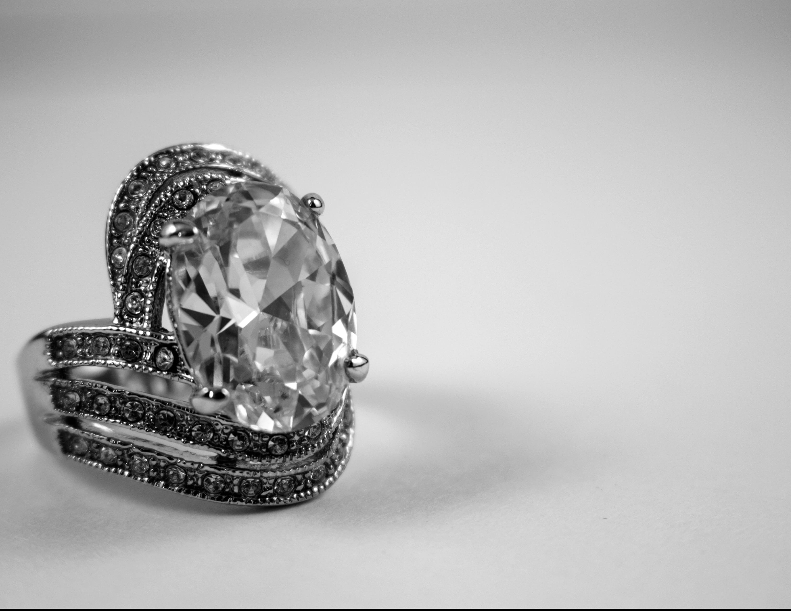 silver colored, wedding, metal, silver - metal, diamond - gemstone, 2K, silver, copy space, focus on foreground, glisten, ornate, expensive, ring, luxury, HD Wallpaper