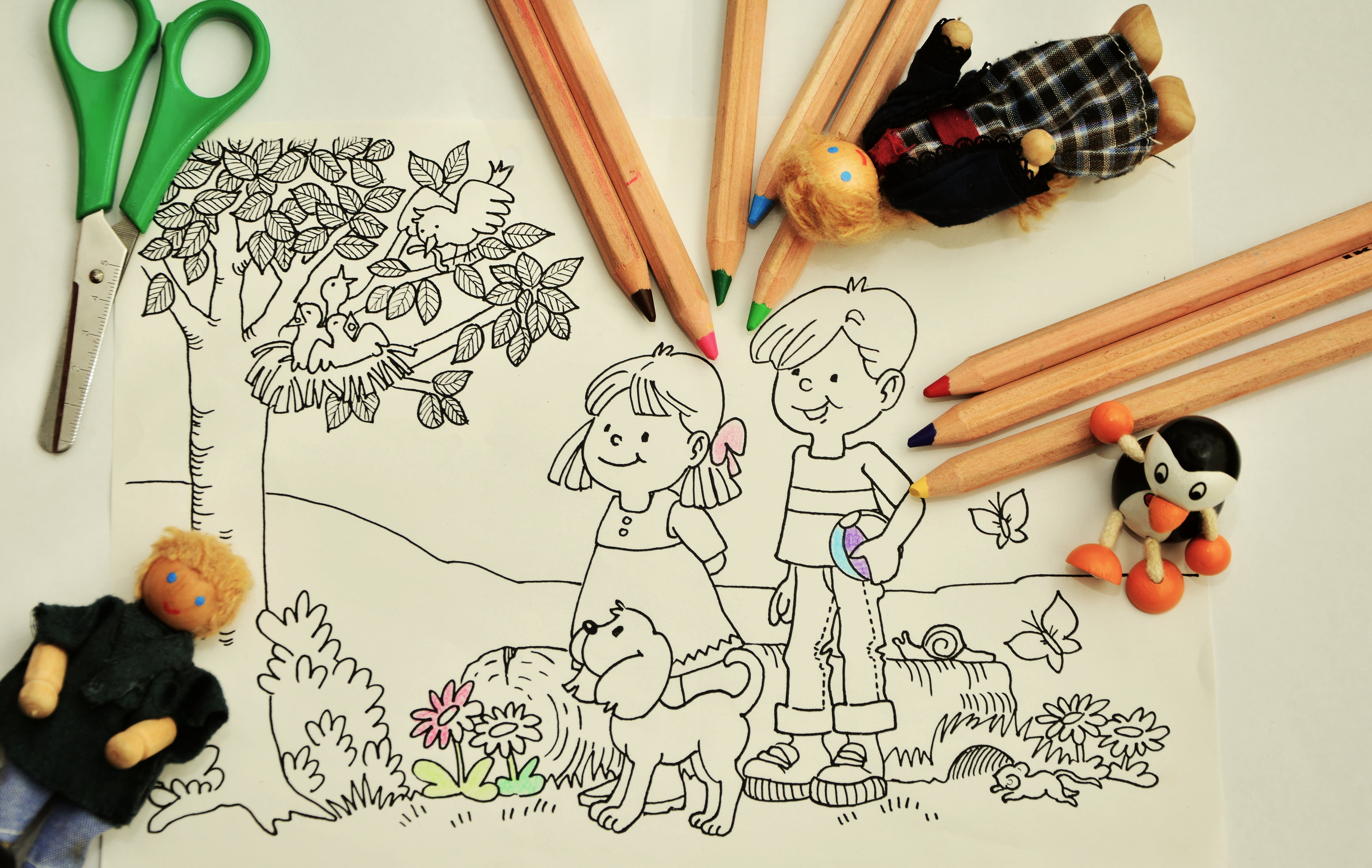 representation, studio shot, drawing lessons, activity, writing instrument, children drawing, still life, paint, art and craft, colour pencils, sketch, HD Wallpaper