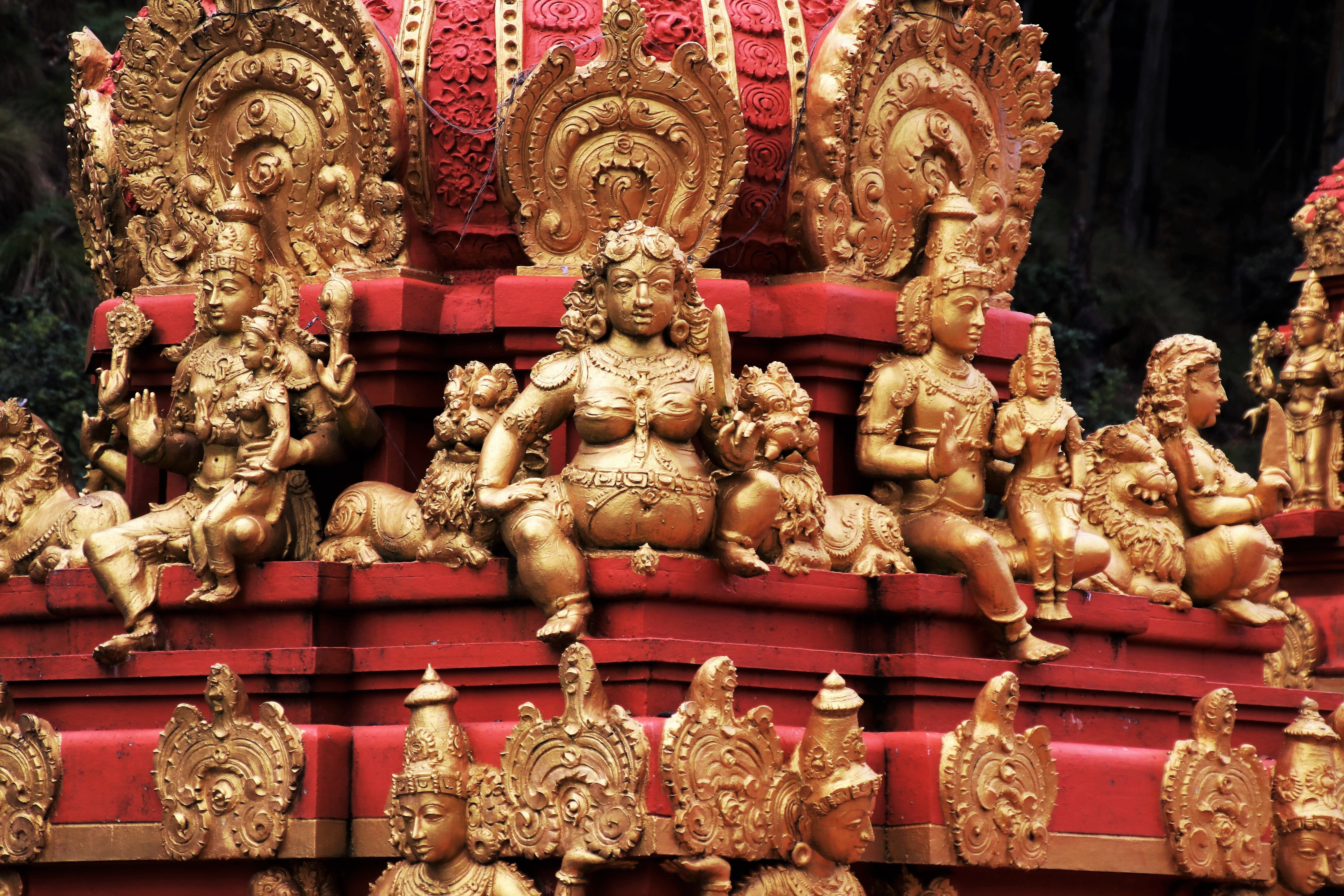 ornate, the style of the country, the building of the temple, wall, deity, religious, old, belief, old building, dashing, idol, historic, composition, colored, HD Wallpaper