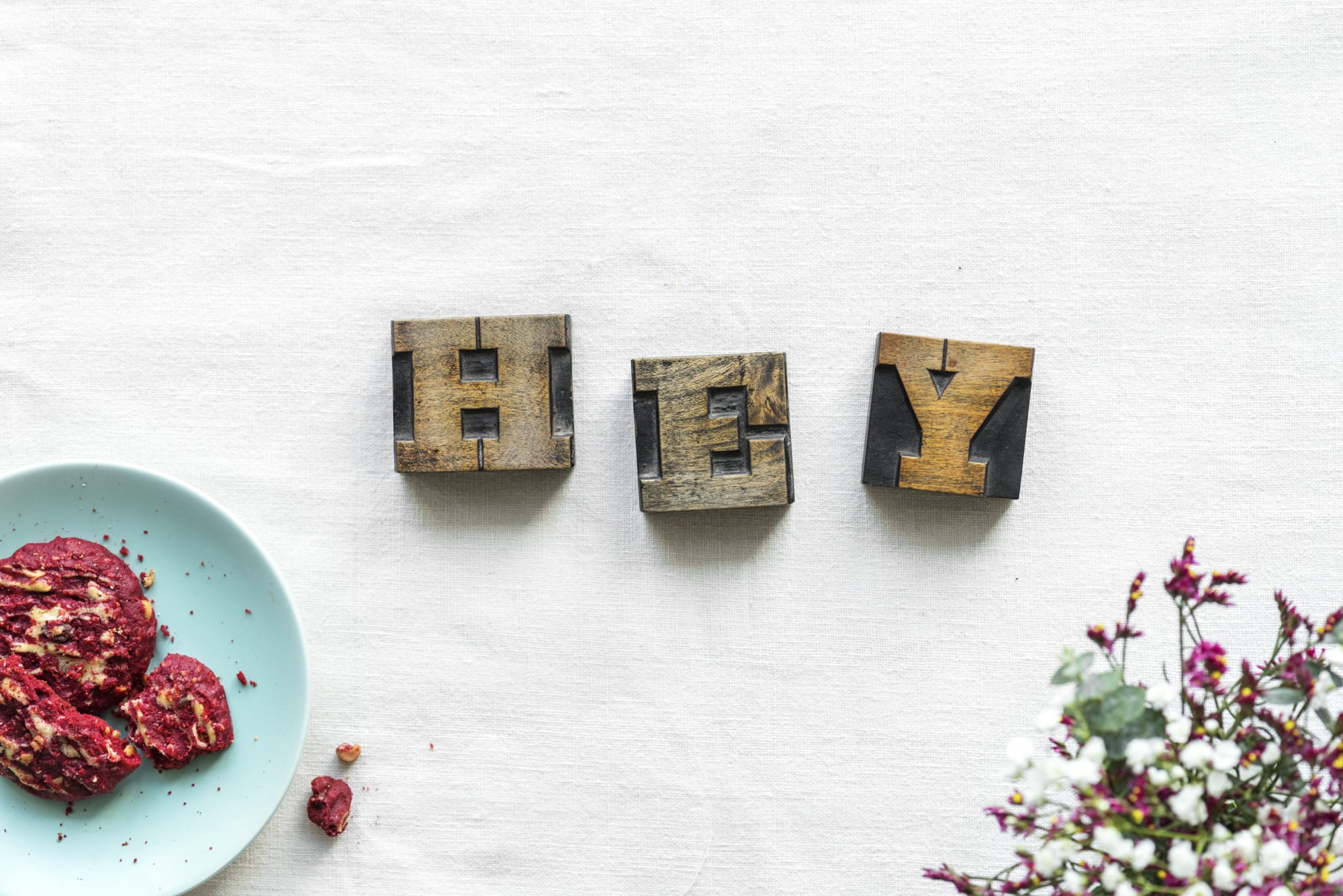 flowering plant, design, hey, morning, capital letter, letter, casual, flower, close-up, decor, directly above, freshness, arrangement, nature, retro, indoors, HD Wallpaper