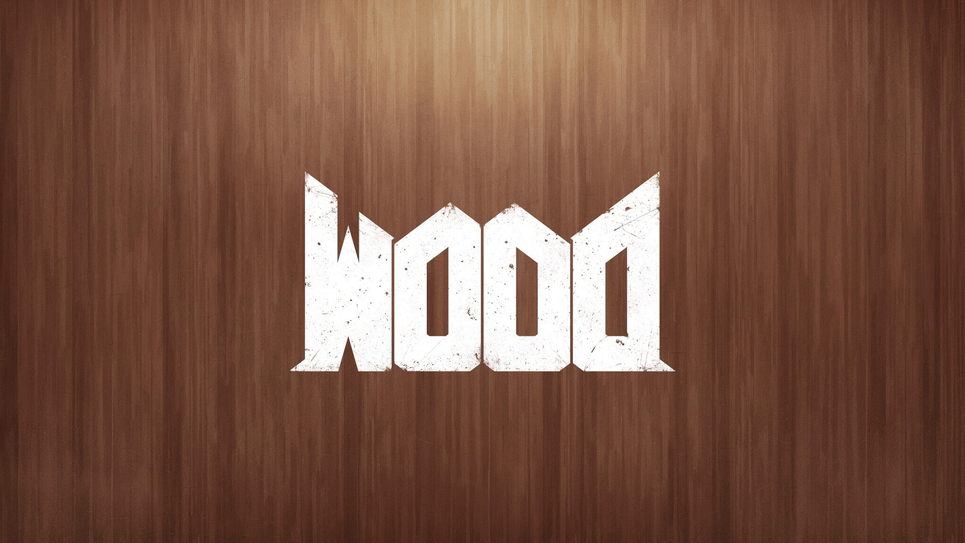 text, Wooden Surface, humor, minimalism, digital art, Doom (game), video games, Simple, 1080P, wood, letter, Upside Down, HD Wallpaper