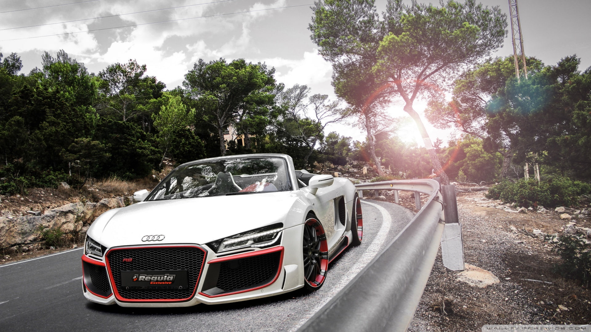 mis spelled, road, dirt, Audi R8, 1080P, day, car, dust, mode of transportation, transportation, road trip, travel, plant, dirt road, tree, land vehicle, HD Wallpaper