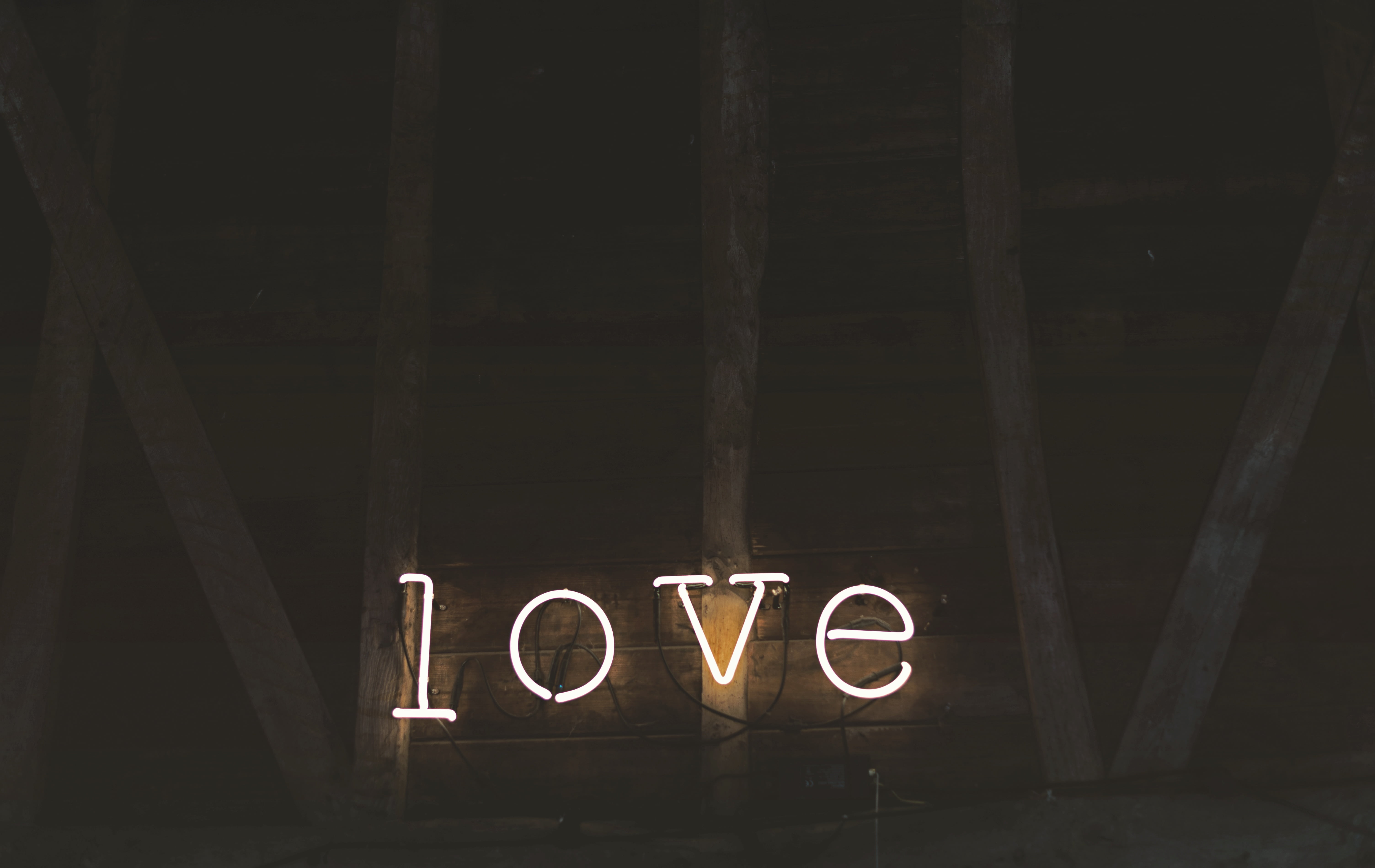 outdoors, white, neon, dark, 5K, illuminated, no people, architecture, capital letter, wood - material, turned, night, spell, communication, western script, HD Wallpaper