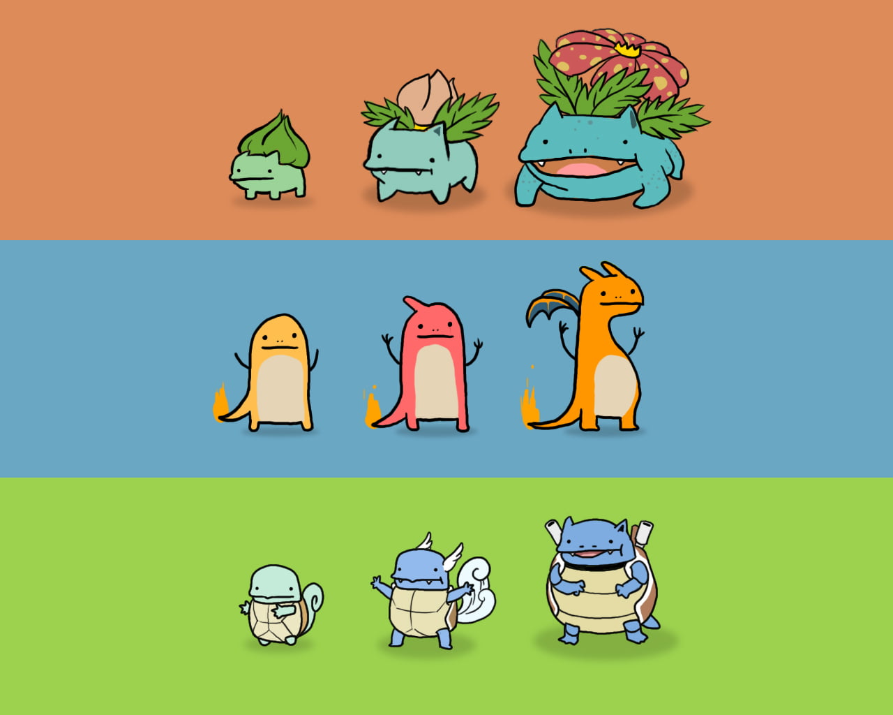 Bulbasaur, Charizard, video games, Charmeleon, Ivysaur, Squirtle, Venusaur, 720P, anime, Pokémon, Charmander, HD Wallpaper