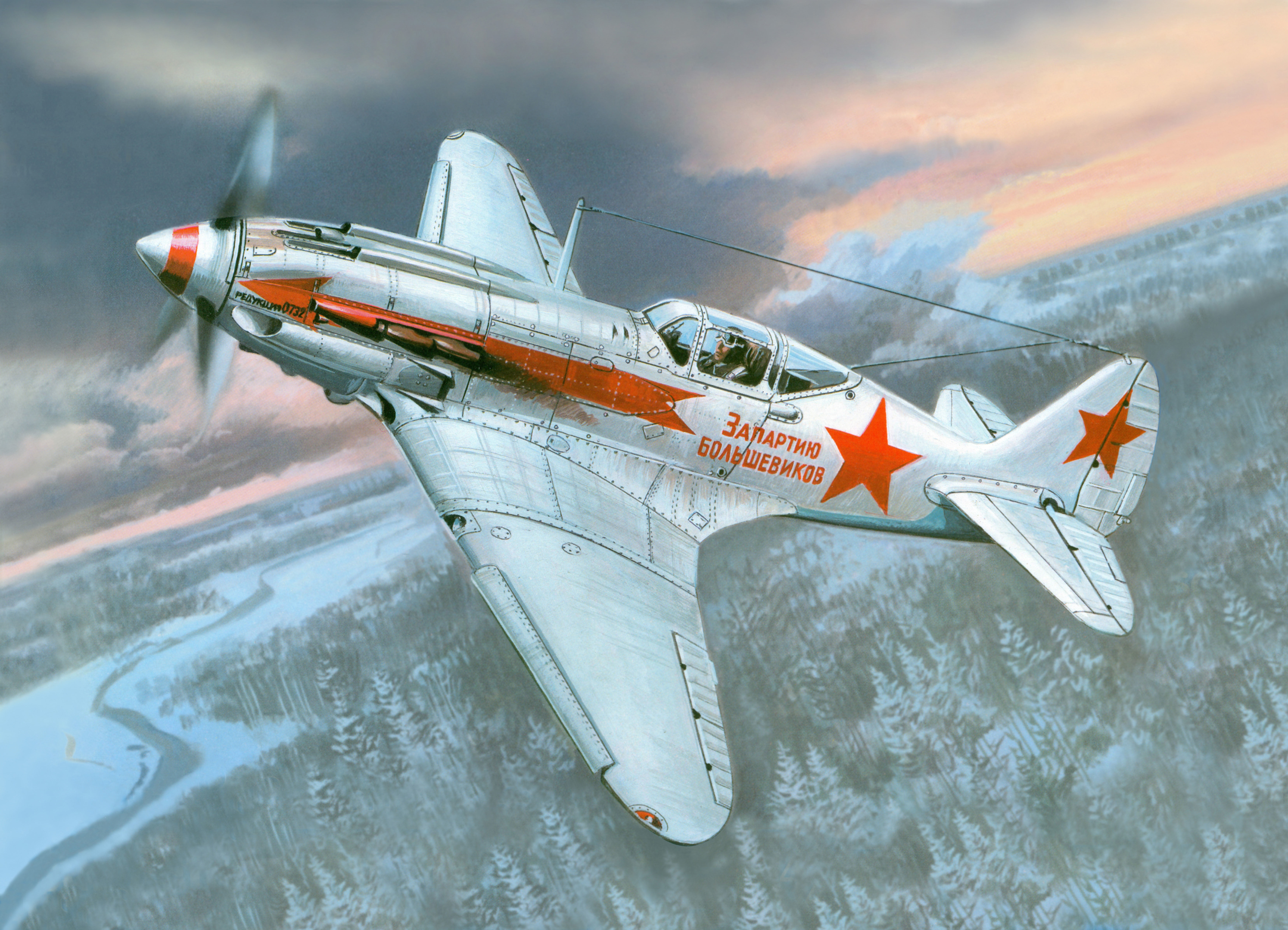 military airplane, flying, the sky, side view, cockpit, The MiG-3, andquot;For the party of the Bolsheviksandquot;, on the move, winter, aerospace industry, HD Wallpaper