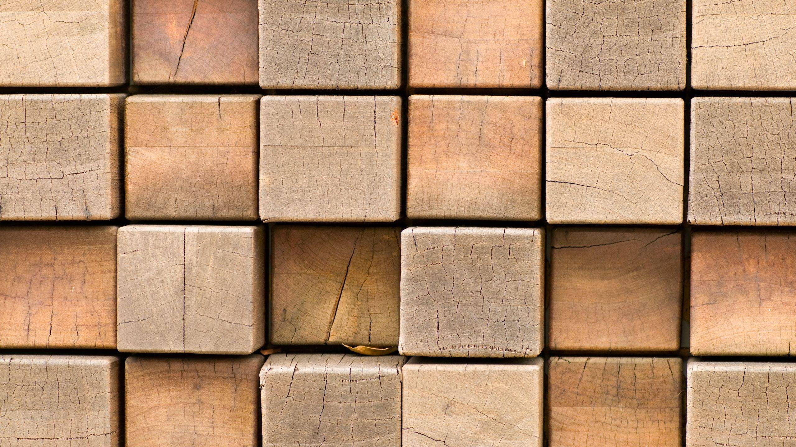 indoors, block shape, close-up, brown, design, geometric shape, 2K, block, textured, surface, tile, large group of objects, backgrounds, gray, wood - material, HD Wallpaper