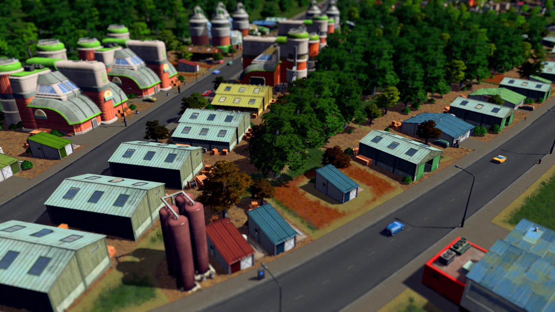 street, residential district, aerial view, mode of transportation, outdoors, color, 1080P, tree, day, built structure, roof, building exterior, assorted, HD Wallpaper