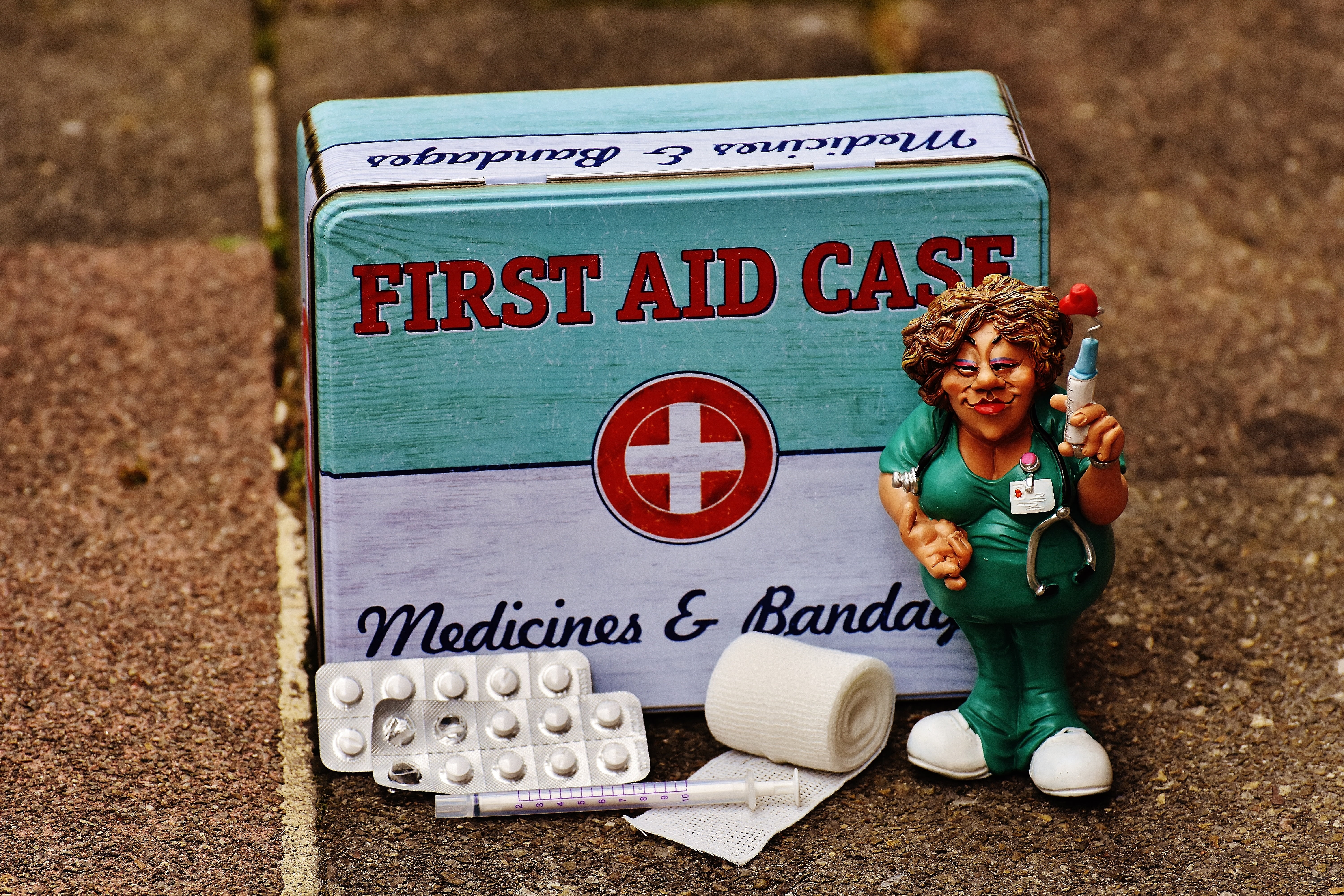 text, day, medicine chest, human representation, 5K, figure, nurse, metal, metal cans, communication, outdoors, emergency, representation, toy, cute, full length, HD Wallpaper