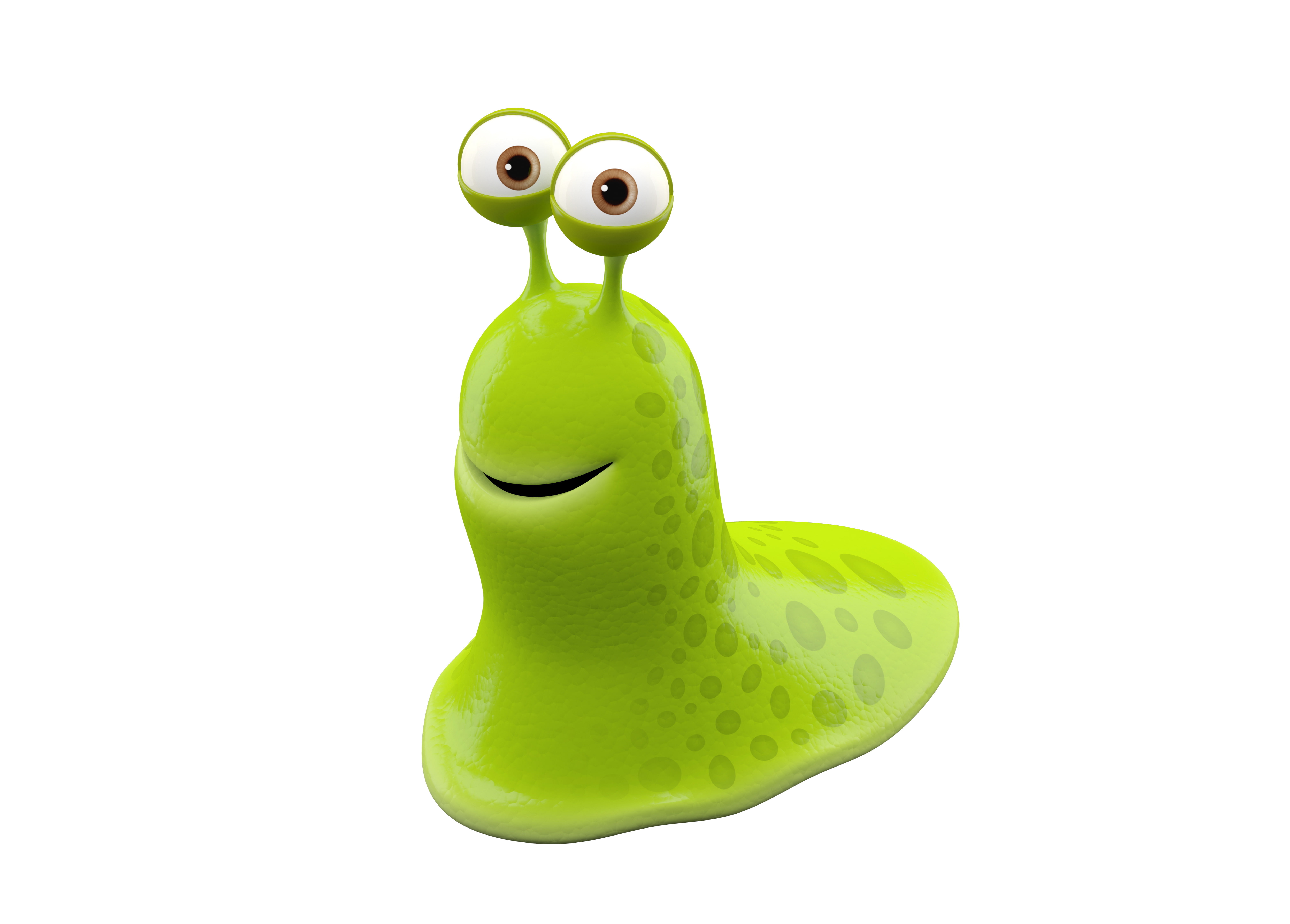bright smiling monster on a white background, monster green slug, joy, 5K, HD Wallpaper