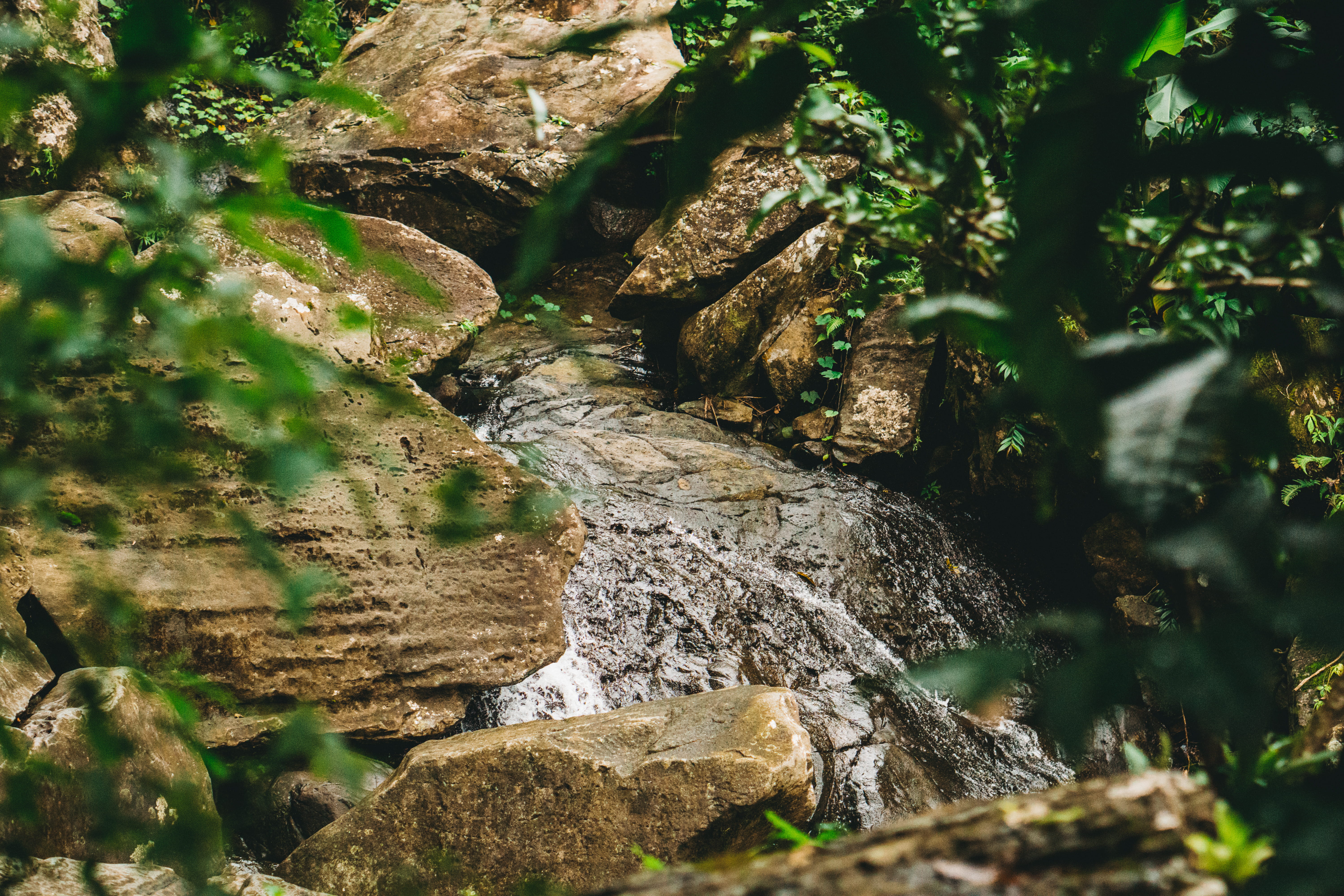 body, no people, beside, tranquility, outdoors, beauty in nature, potted plant, jar, solid, vase, flowing water, plant, waterfall, day, sunlight, flowing, HD Wallpaper