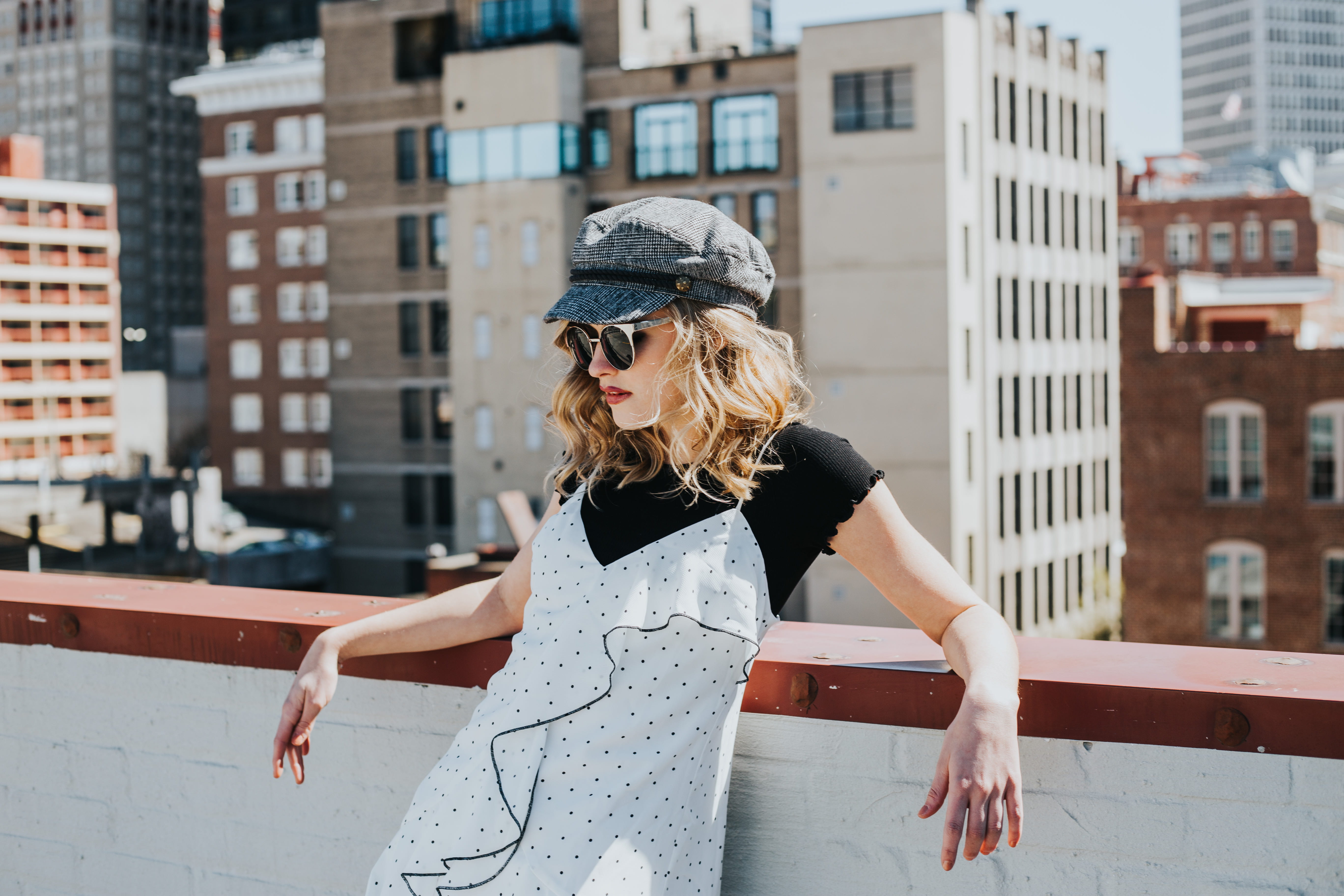 hairstyle, one person, young adult, day, leisure activity, skyline, blue, casual clothing, glasses, leaning, editorial, city, cool, vibes, fashion, hair, HD Wallpaper