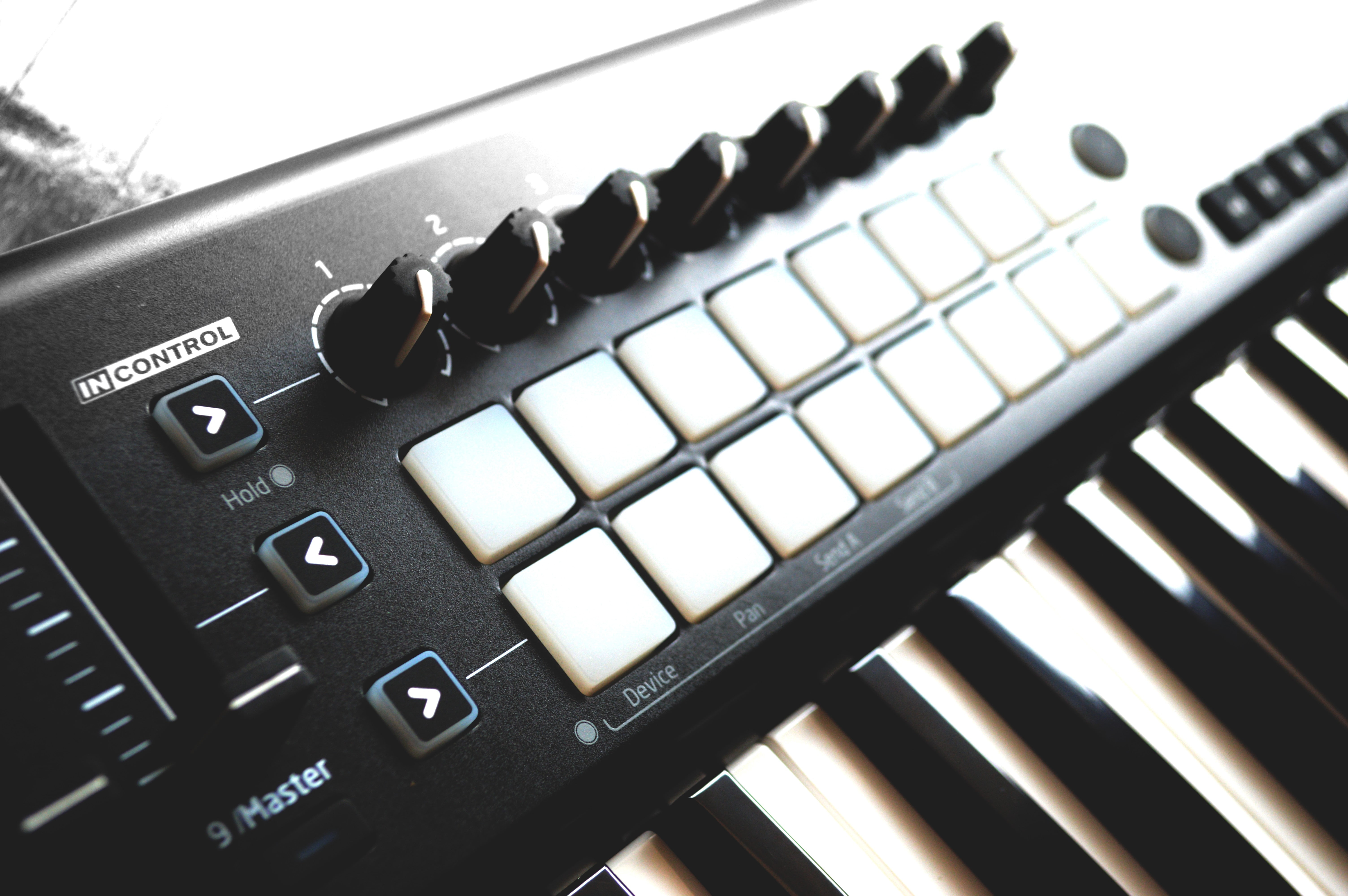 music, connection block, close-up, indoors, western script, audio equipment, control, computer key, no people, 5K, technology, piano, black color, amplifier, HD Wallpaper