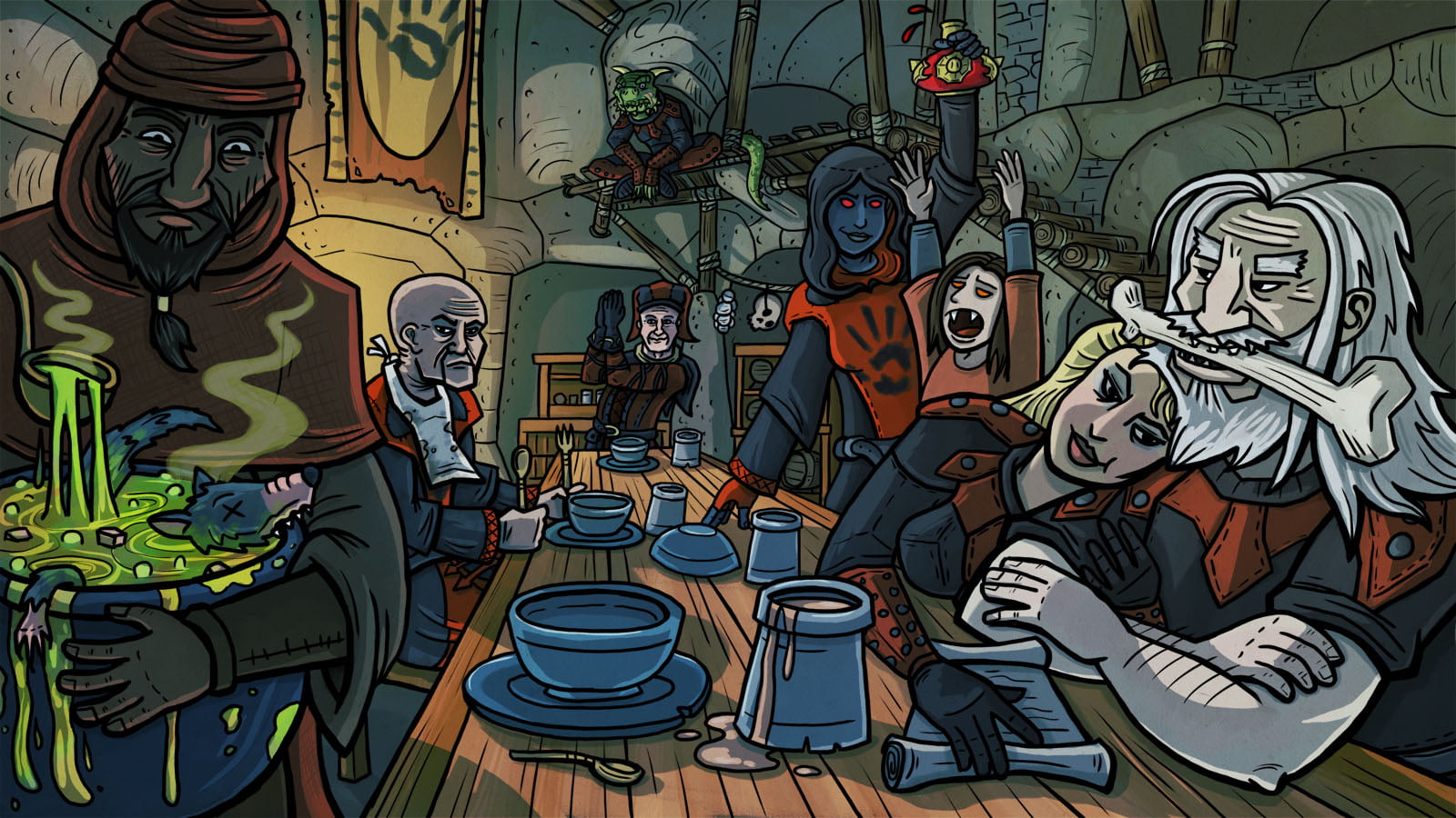 full frame, The Elder Scrolls, occupation, representation, wall - building feature, cartoon, sign, multi colored, no people, indoors, night, 720P, mural, HD Wallpaper