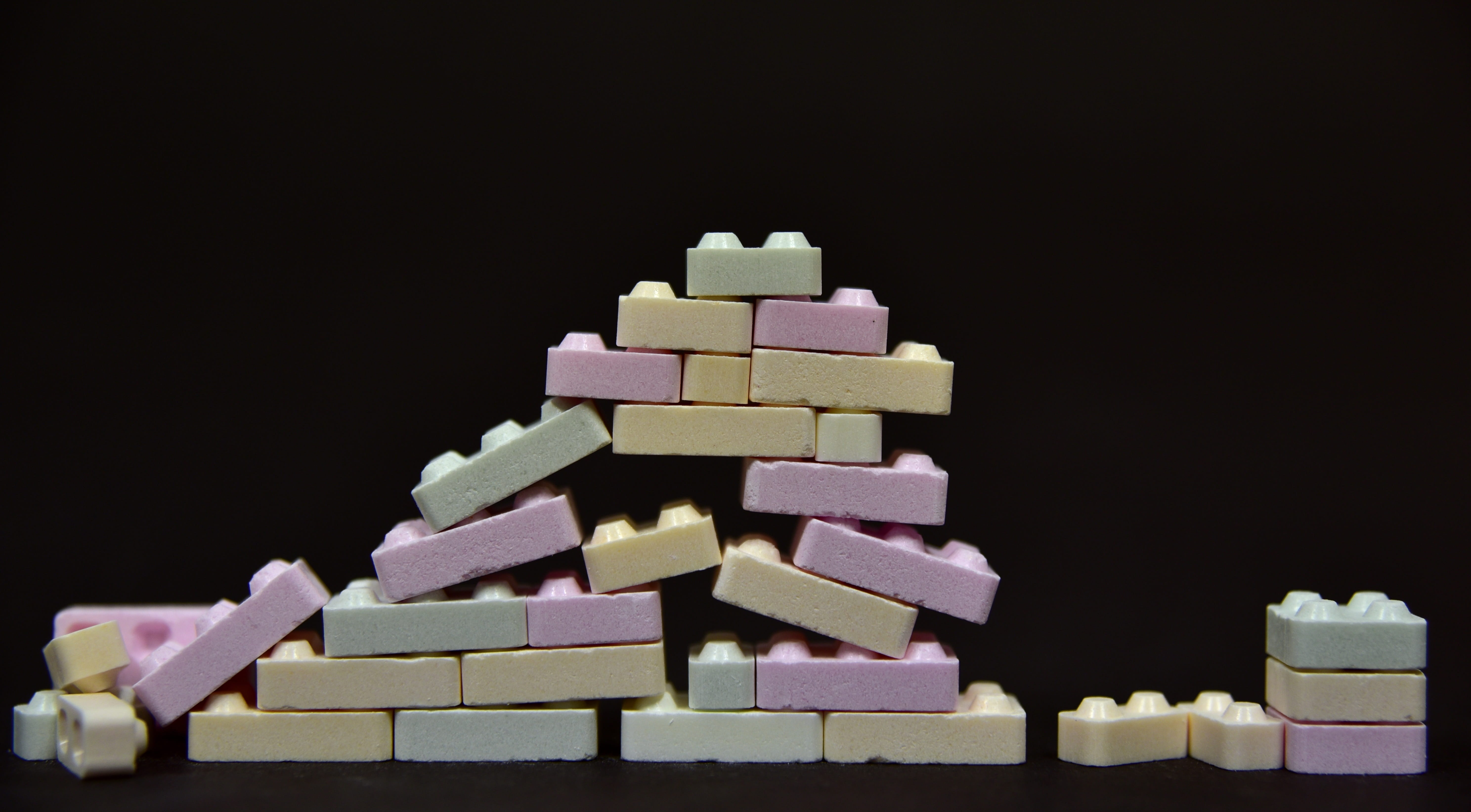 stack, candy, broken, multi colored, still life, wall, food and drink, colorful, destroyed, leaking, food, site, sugar, large group of objects, temptation, HD Wallpaper