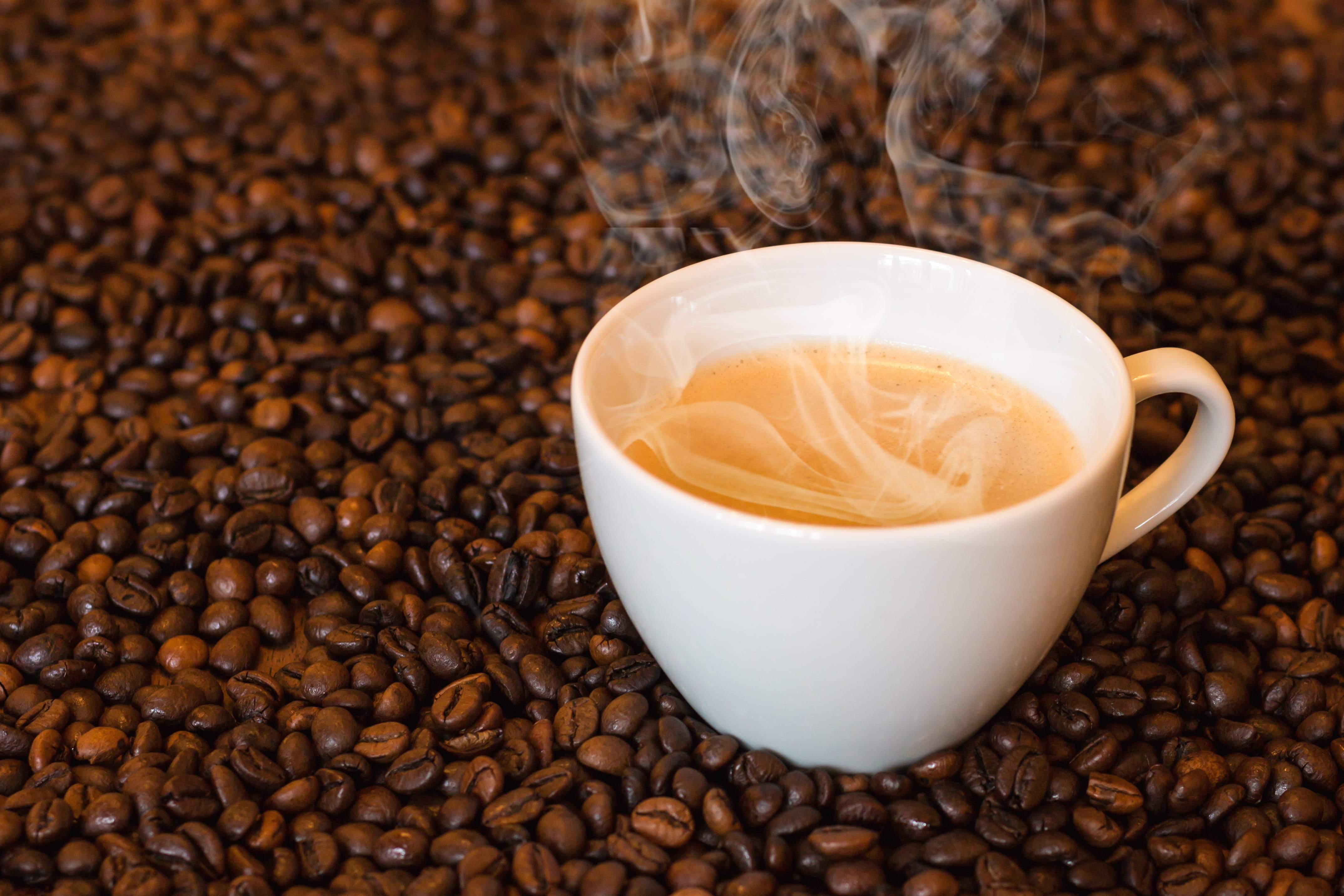 freshness, hot coffee, frothy drink, stimulant, latte, no people, brown, indoors, aroma, italian coffee, coffee cup, cup, food and drink, steam, cafe, refreshment, HD Wallpaper