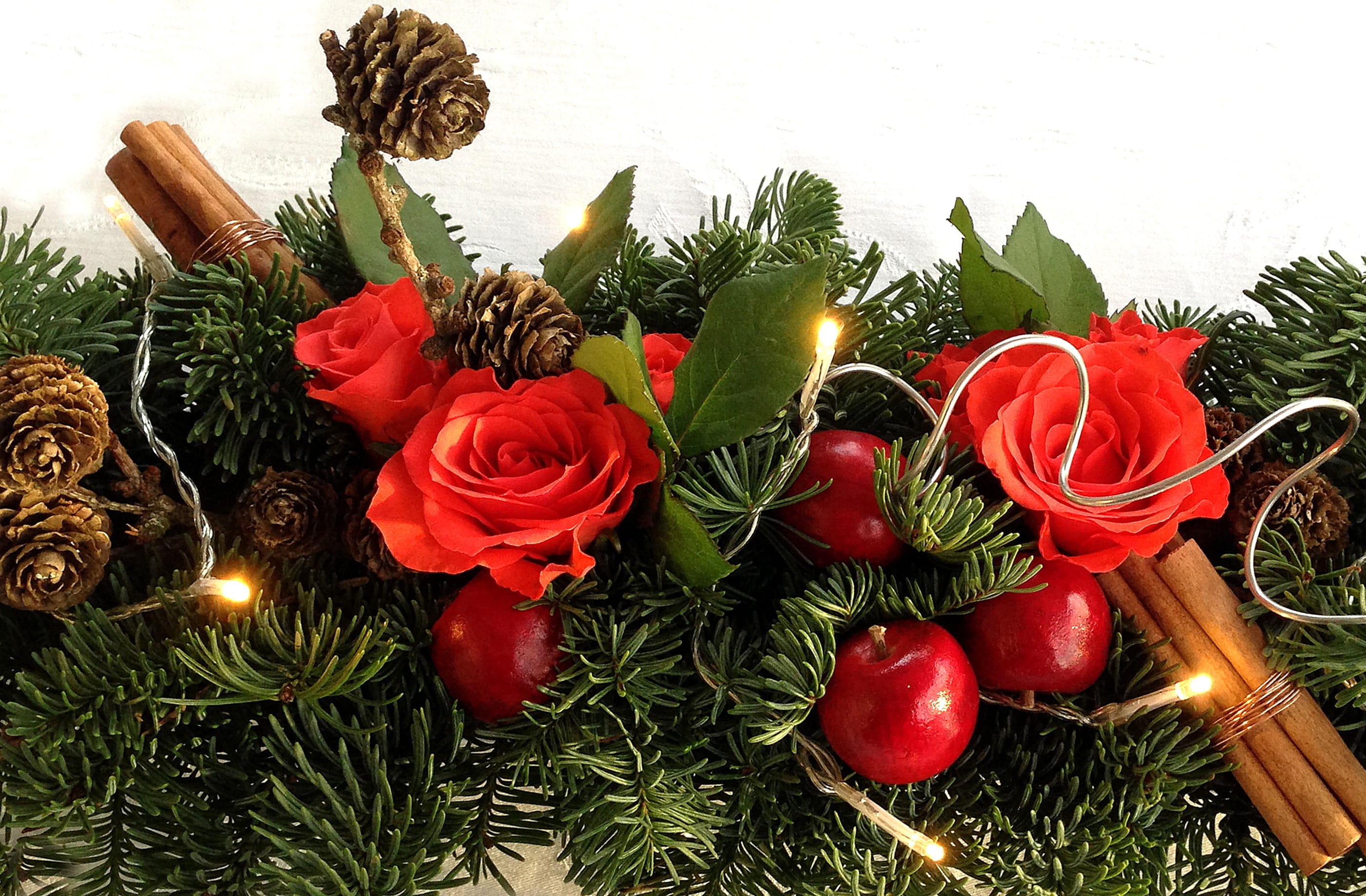 celebrations, close-up, no people, holiday, decoration, christmas, red, beauty in nature, tree, rose - flower, Spruce, cones, celebration, christmas decoration, HD Wallpaper