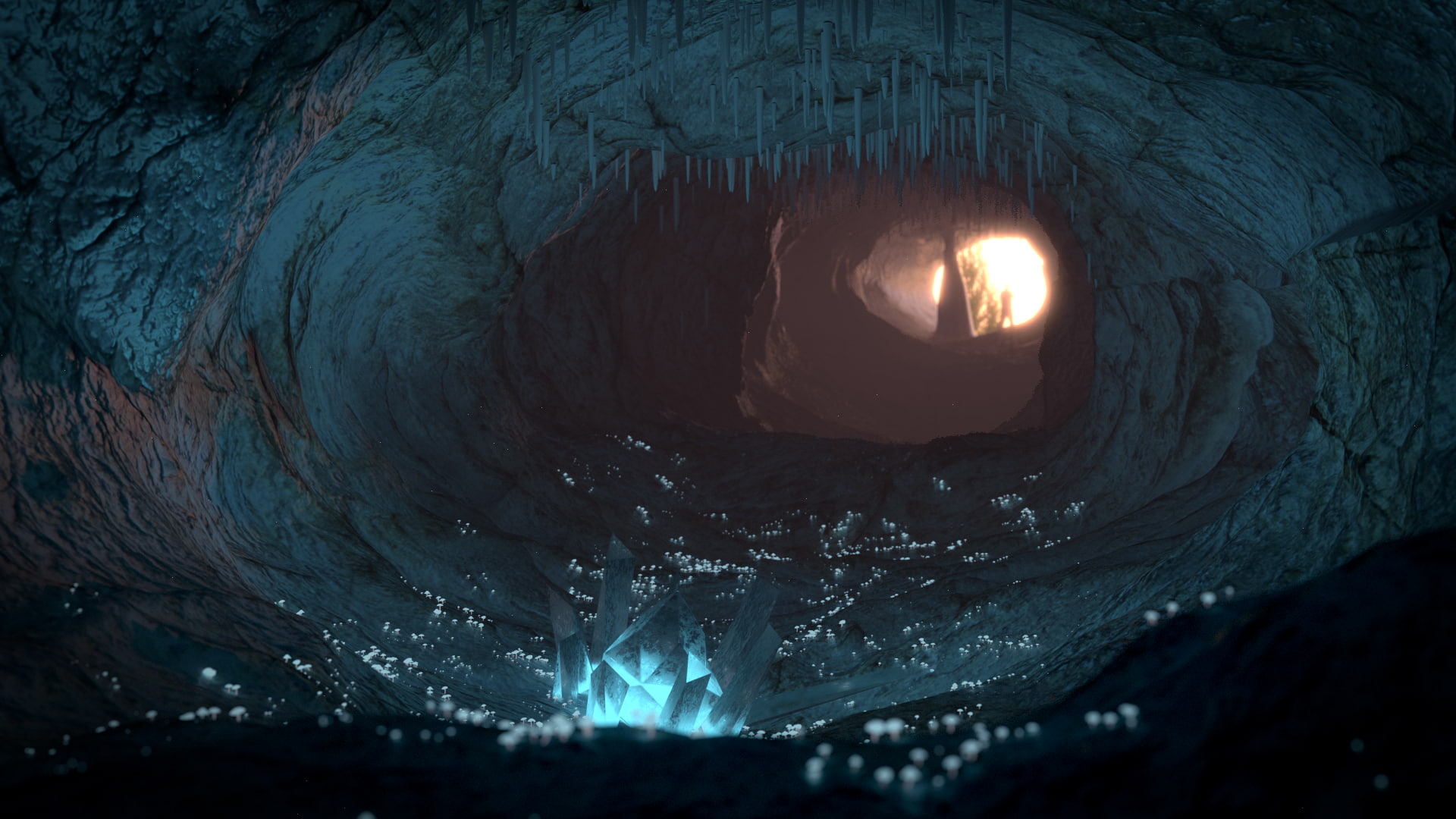 1080P, Blender, cave, crystal, HD Wallpaper