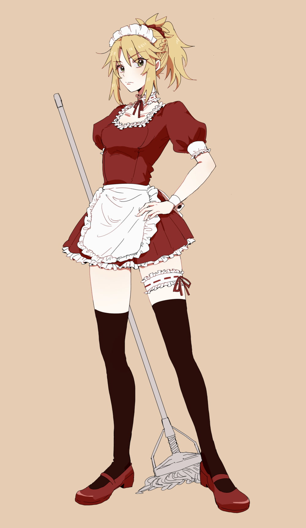 Saber of Red, anime girls, maid outfit, Fate Series, Fate/Apocrypha, blonde, Mordred (Fate/Apocrypha), 720P, Phone HD Wallpaper