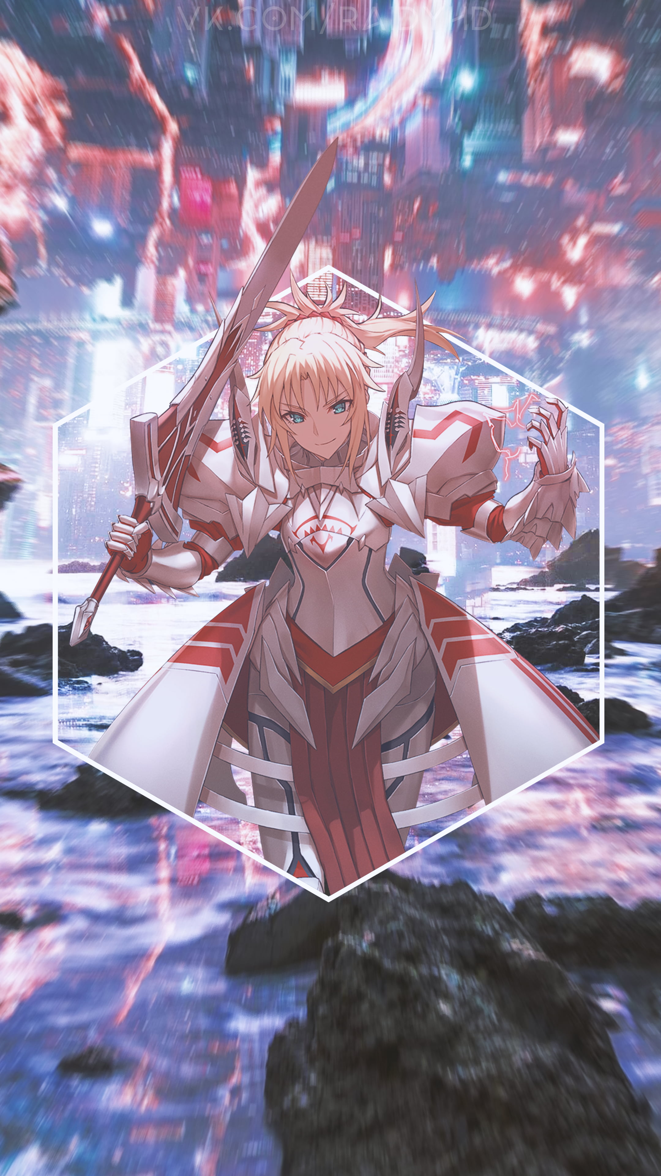picture-in-picture, anime girls, 4K, anime, Mordred (Fate/Apocrypha), Phone HD Wallpaper