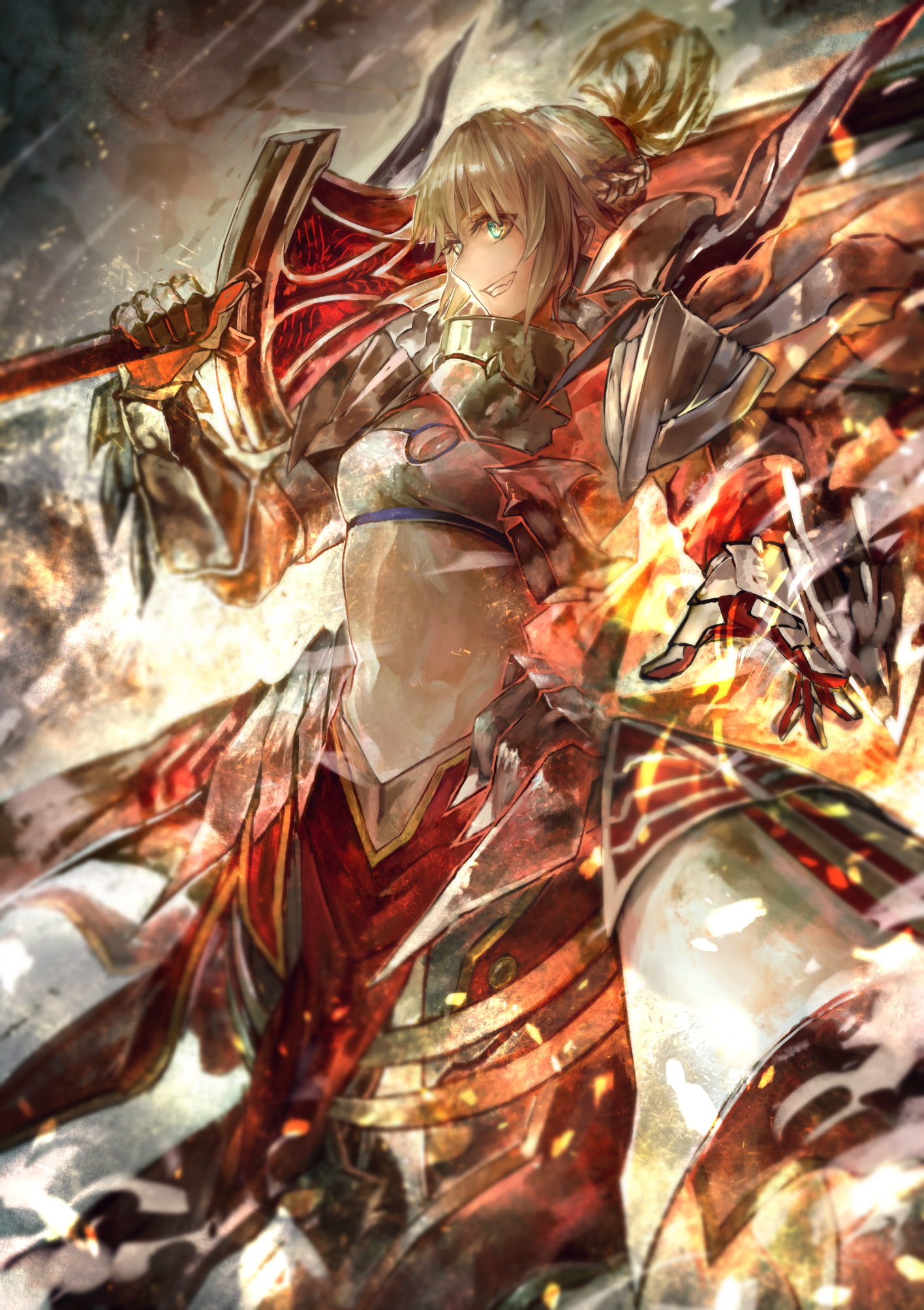1080P, abstract, indoors, Mordred (Fate/Apocrypha), adult, digital composite, one person, water, creativity, glass - material, Fate Series, Fate/Grand Order, Phone HD Wallpaper