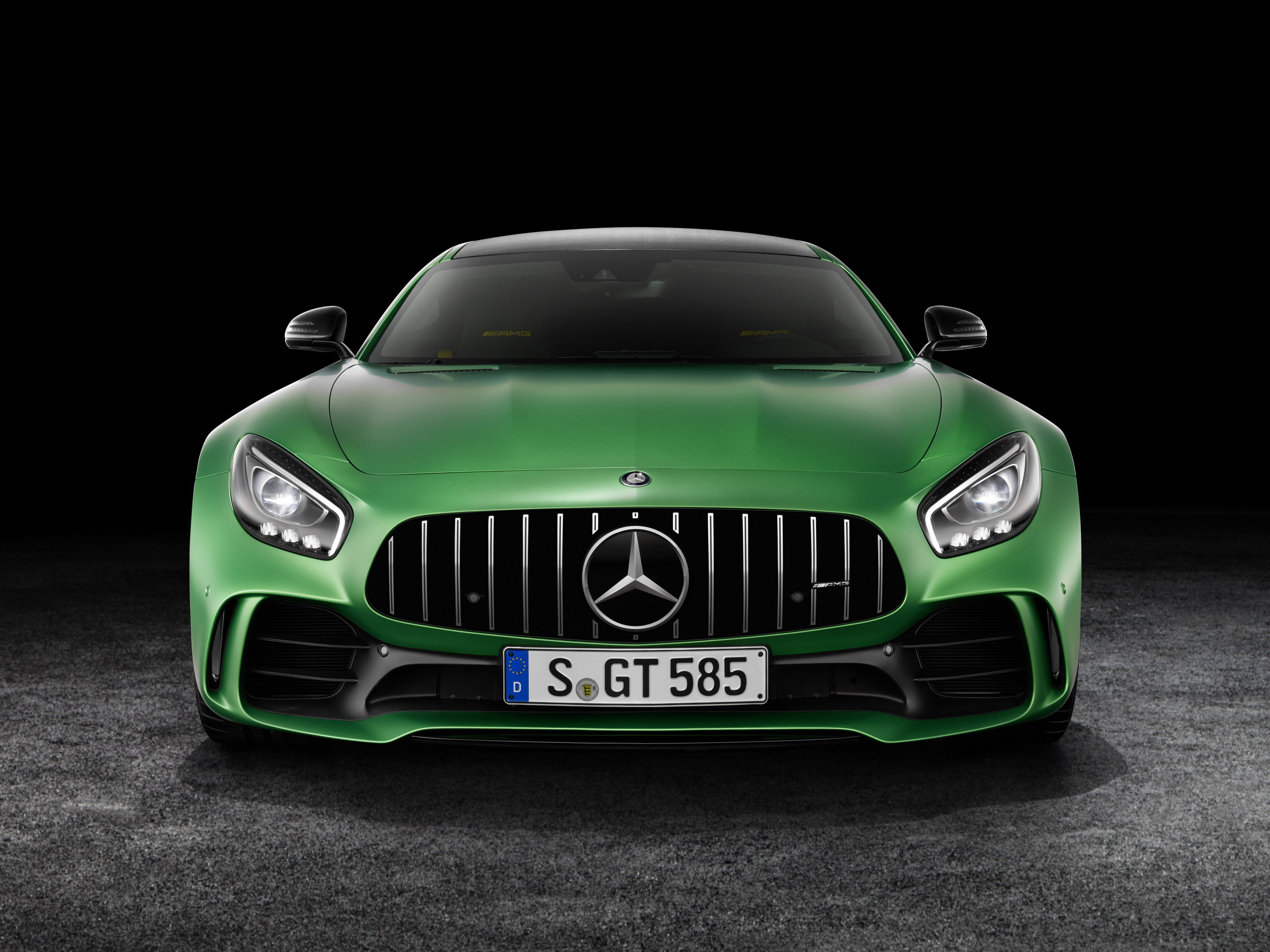 transportation, 2K, sports car, motorsport, studio shot, land vehicle, motor vehicle, retro styled, shiny, AMG, 2018 Cars, Mercedes Benz, black background, HD Wallpaper