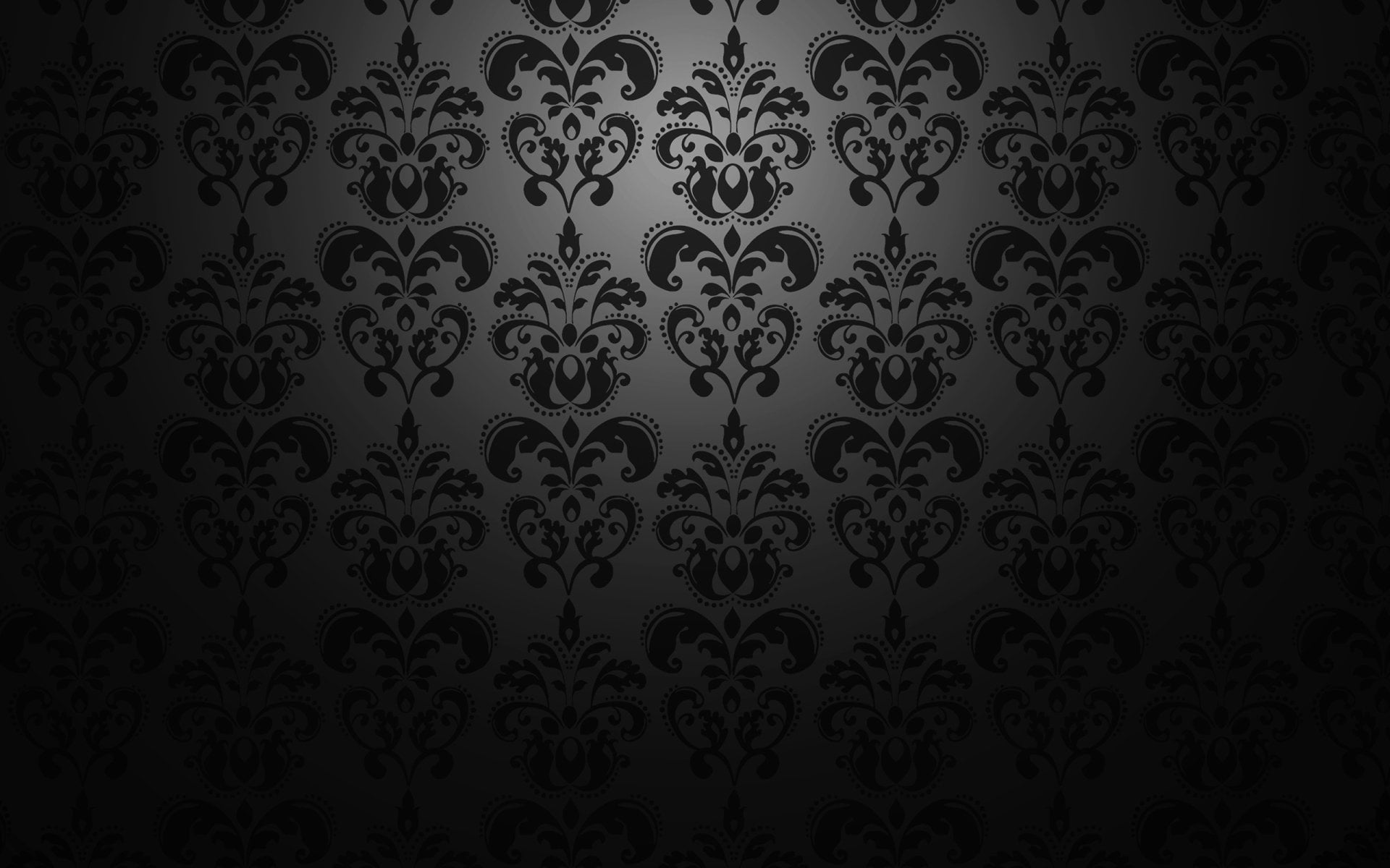 floral pattern, dark, ornate, repetition, backgrounds, white, creativity, textile, 1080P, black, art and craft, indoors, wall - building feature, vignette, HD Wallpaper