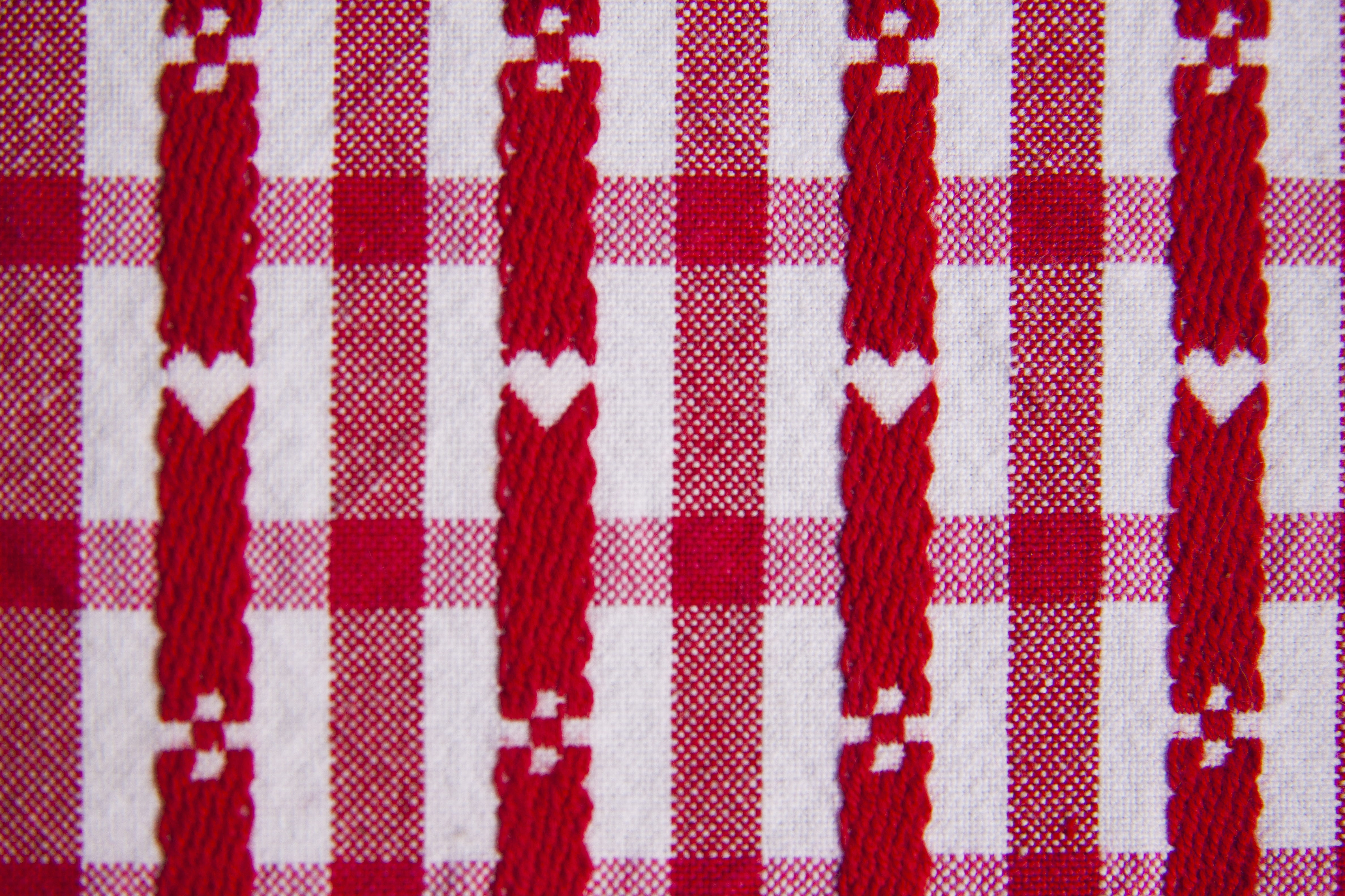 directly above, day, art and craft, repetition, woven, cotton, cover piece, fabric, heart, indoors, tissue, hospitality, cross, textile, red, textured, HD Wallpaper