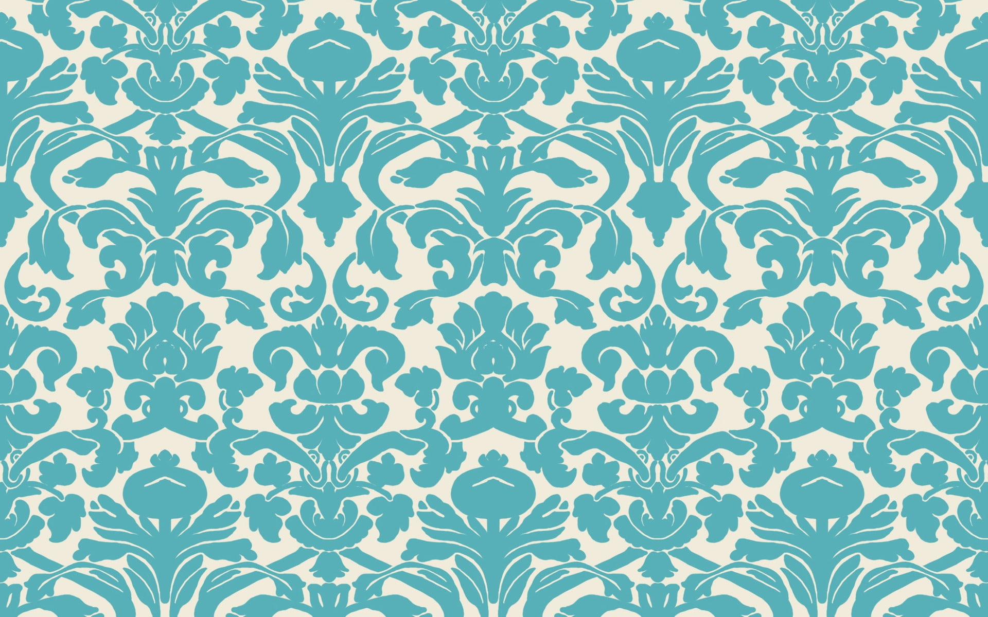 1080P, print, damask, texture, teal, floral, white, blue, HD Wallpaper