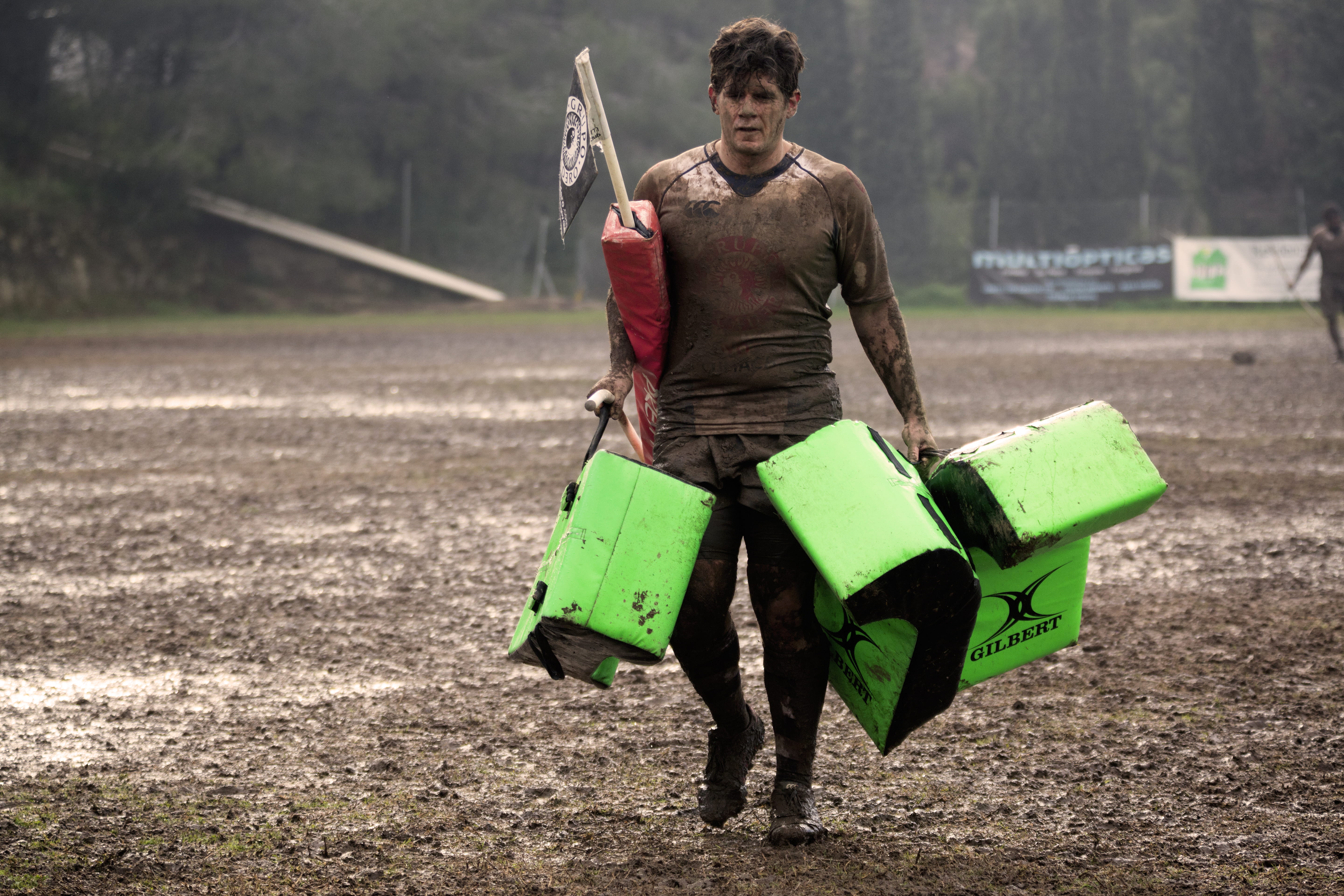 male, man, full length, long, wearing, clothing, young adult, covered, game, shirt, males, casual clothing, mud, one person, 5K, pads, nature, focus on foreground, HD Wallpaper