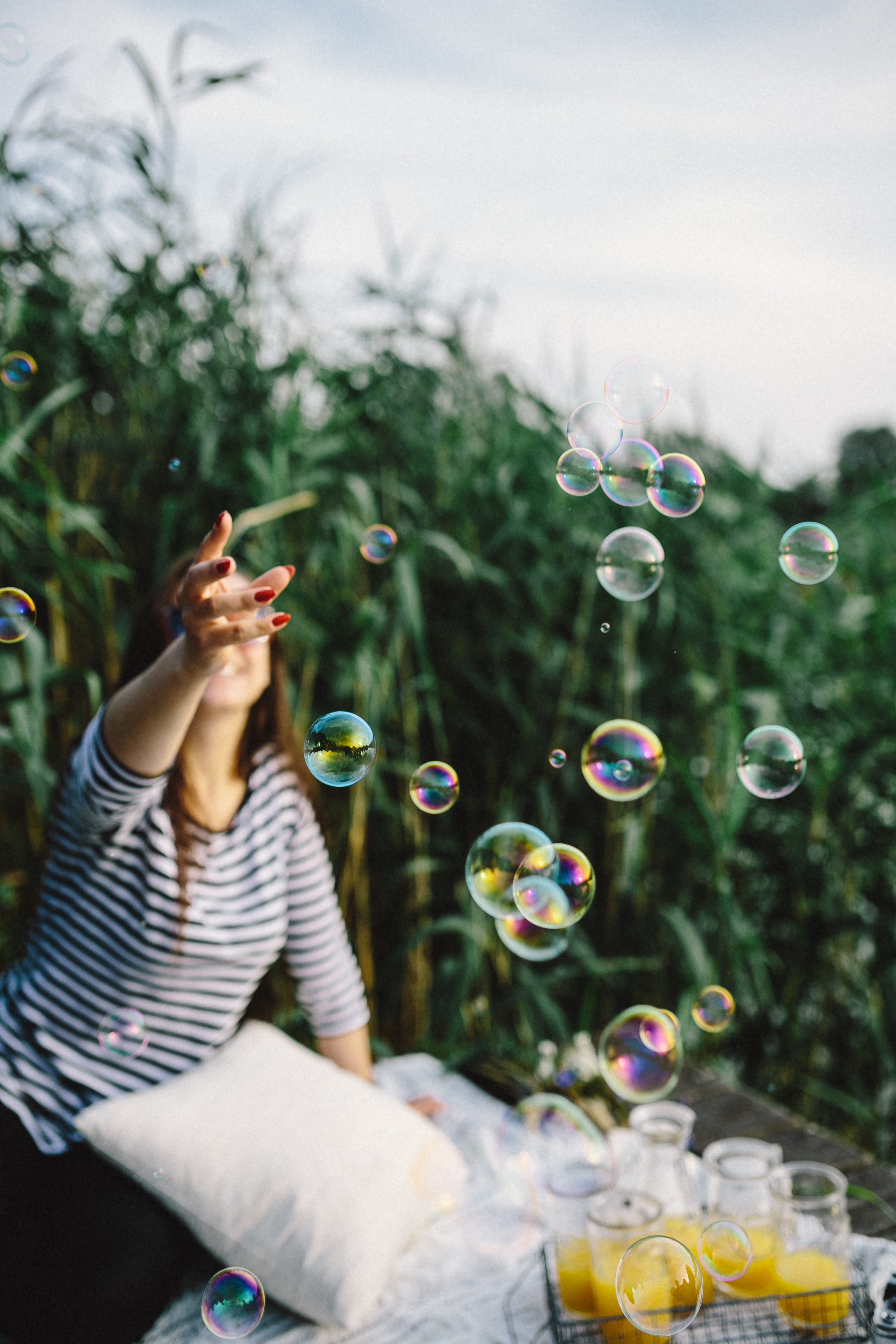 girl, bubble, fragility, leisure Activity, plant, Having fun, day, holding, happy, lifestyles, happiness, vacations, bubbles, playful, soap, soap bubbles, Phone HD Wallpaper