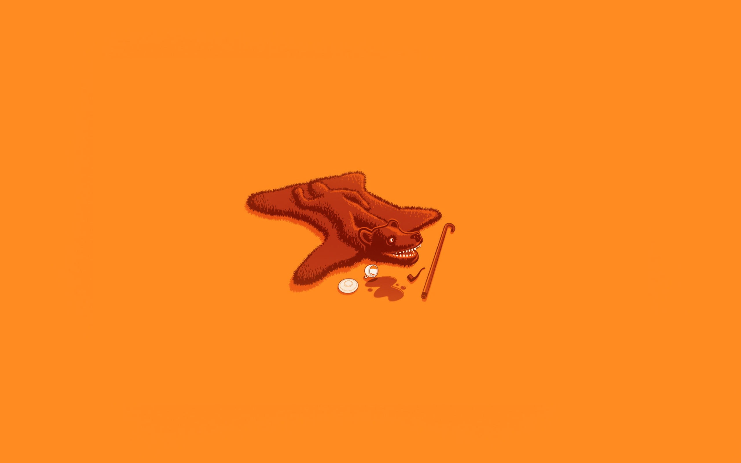 bear, hide, trap, rug, indoors, Funny, brown, single object, orange background, skin, copy space, animal representation, representation, colored background, HD Wallpaper