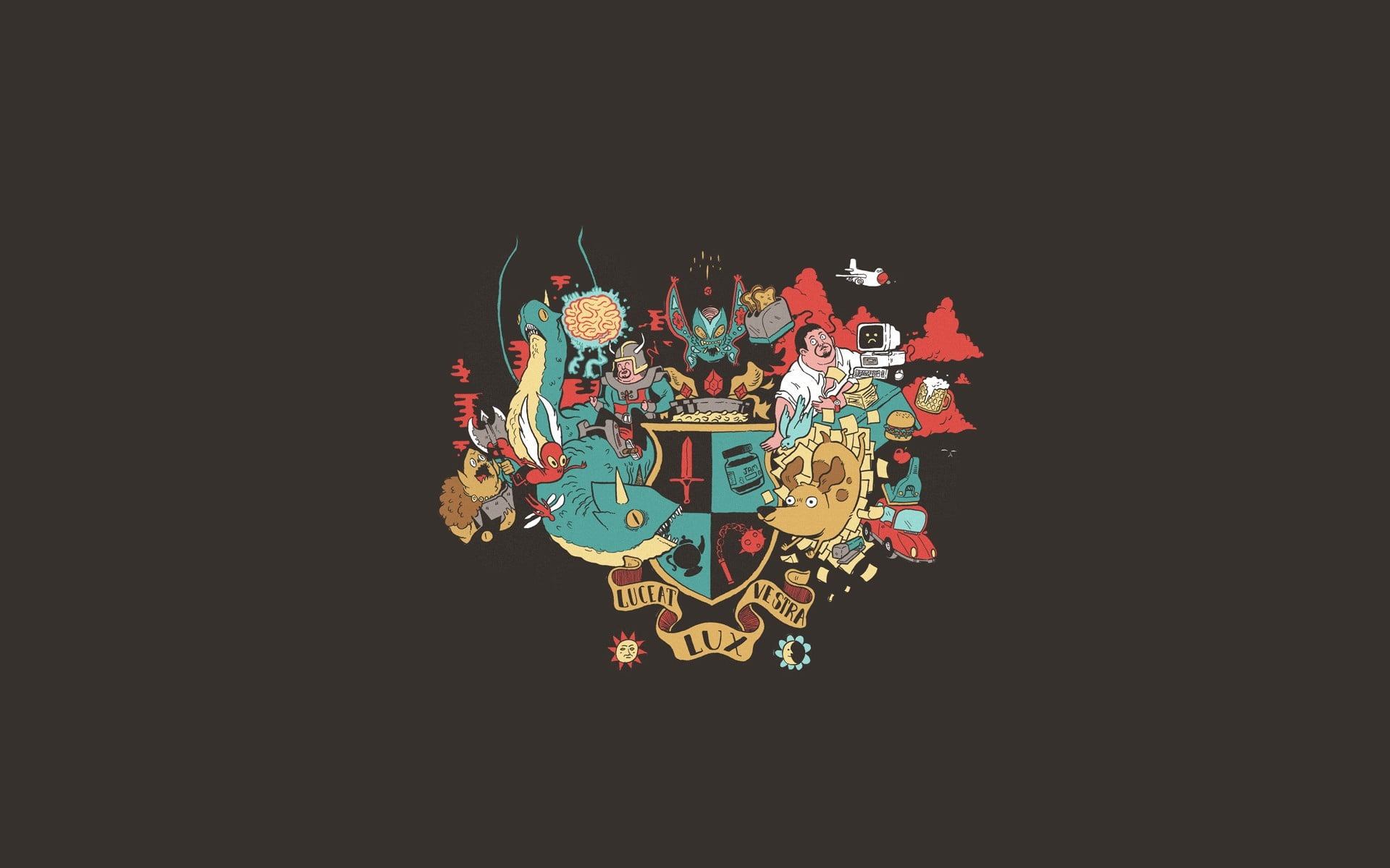 black background, forest, expense, simple background, minimalism, animal, multi colored, logo, human representation, still life, shape, ornate, creativity, HD Wallpaper