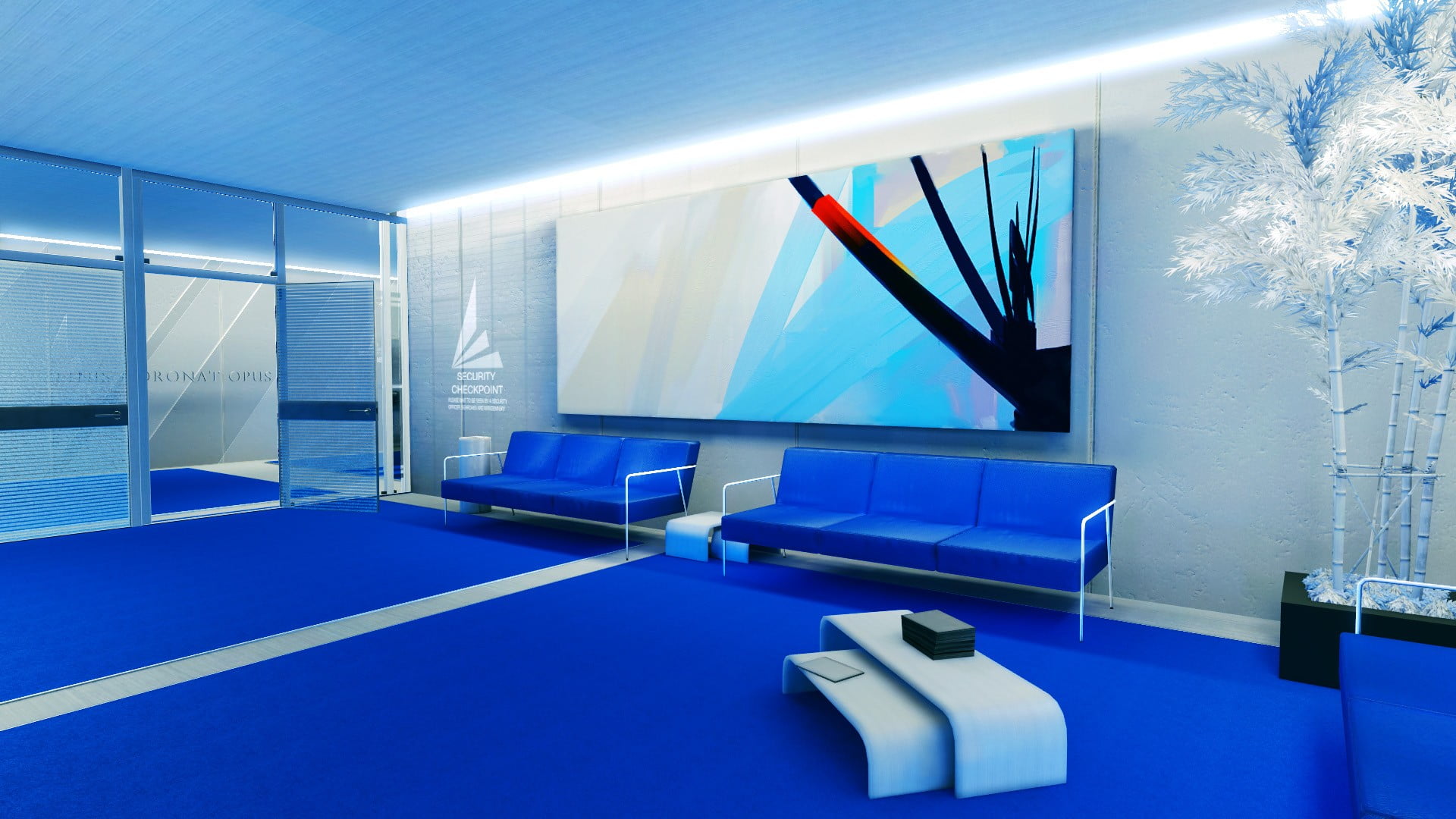 piece, modern, window, technology, sofa, blue, domestic room, artwork, lighting equipment, television set, paintings, luxury, table, absence, no people, HD Wallpaper