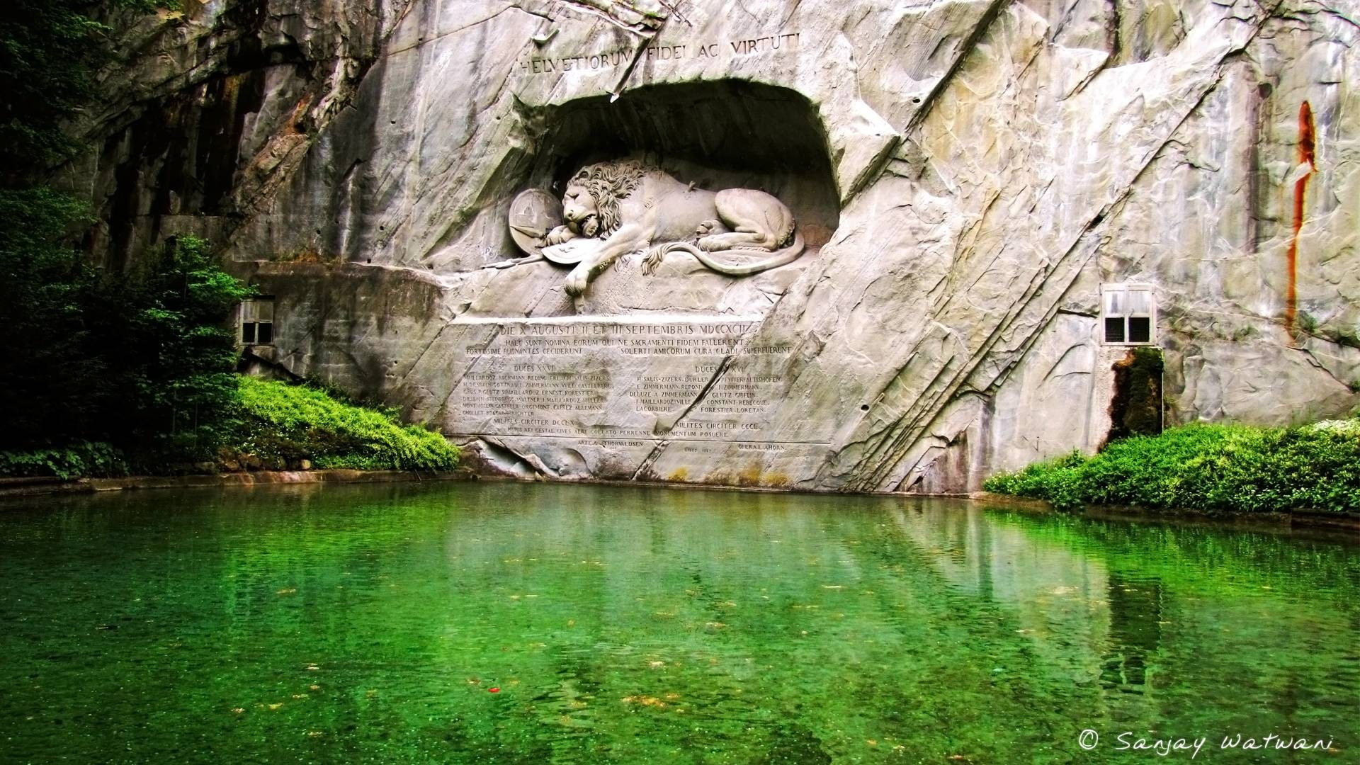 sculpture, 1080P, pond, statue, Lion of Lucerne, Latin, lion, HD Wallpaper