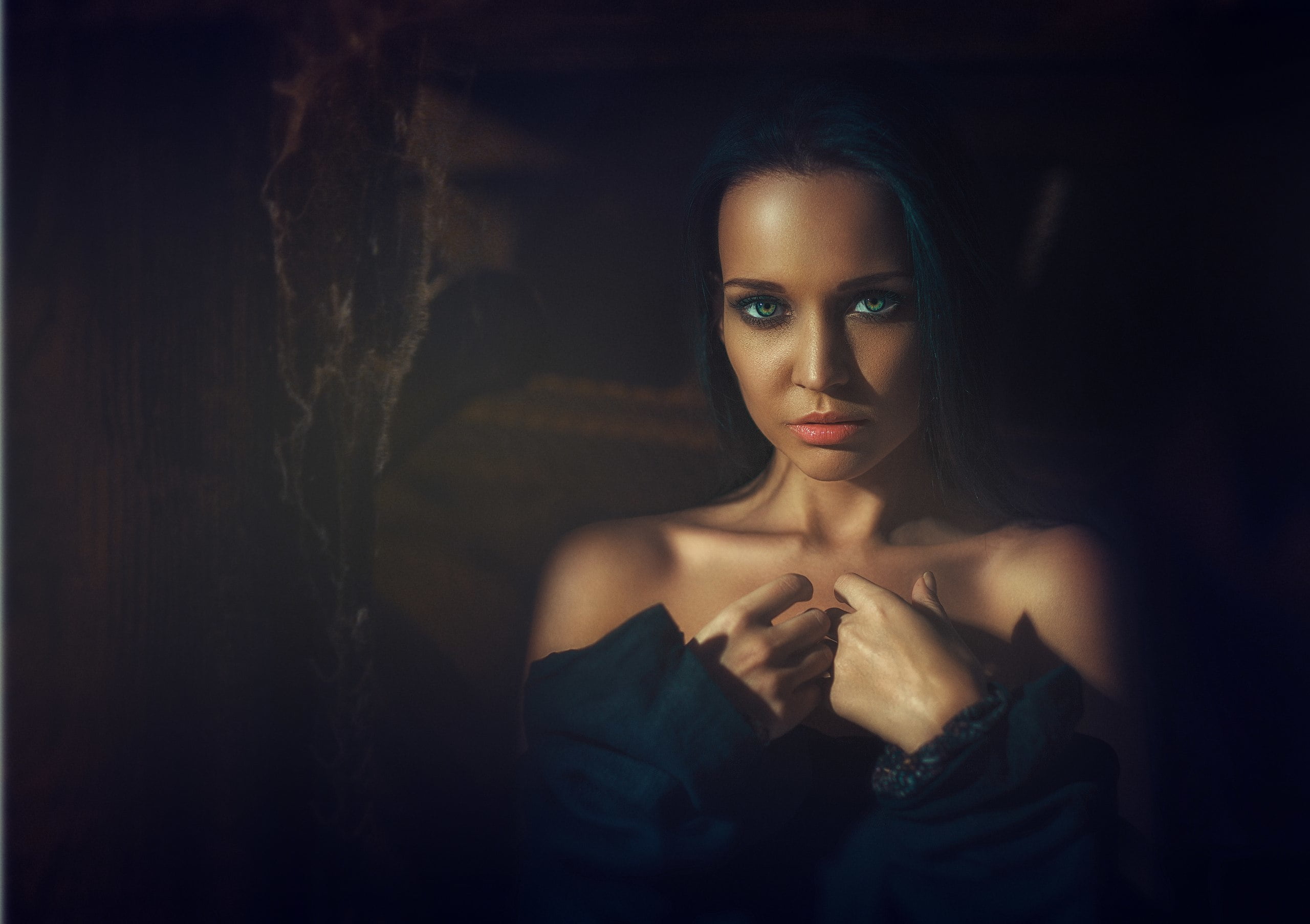 black, girl, portrait, fashion, night, brunette, beautiful people, blue-eyed, one person, clothing, s, Ukrainian, females, dark, adult, looking at camera, HD Wallpaper