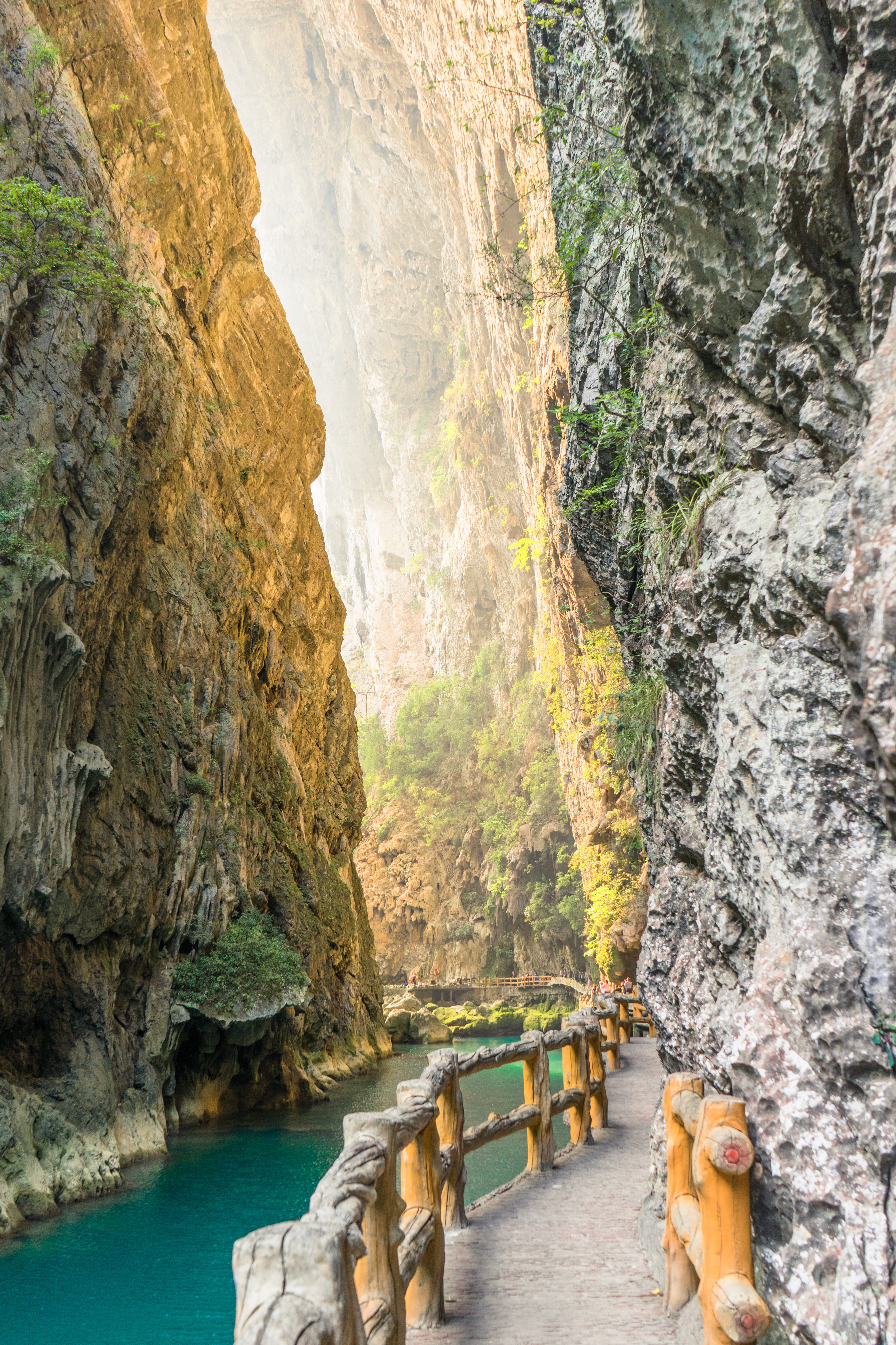 non-urban scene, formation, rock - object, xiaoqikong scenic area ticket office, river, mountain range, qiannan, no people, golden, solid, rock, cliff, Phone HD Wallpaper