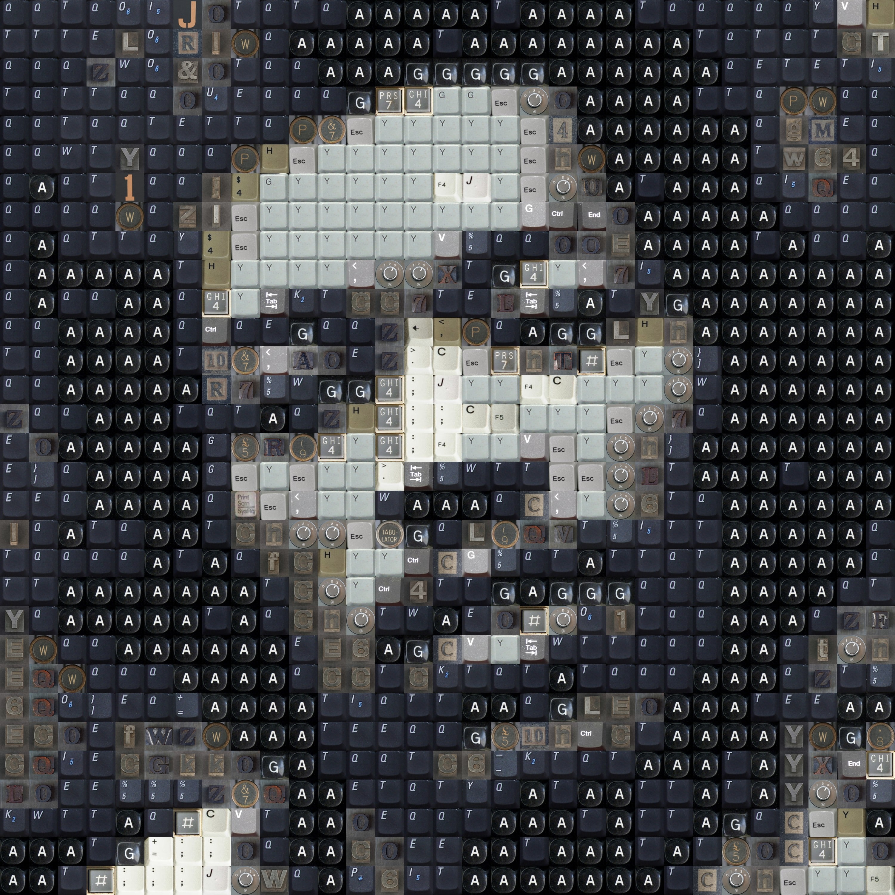 artwork, Electric Guitar, Blues Rock, Keyboards, mosaic, portrait, Musicians, 2K, men, Jimi Hendrix, singer, face, numbers, text, Phone HD Wallpaper