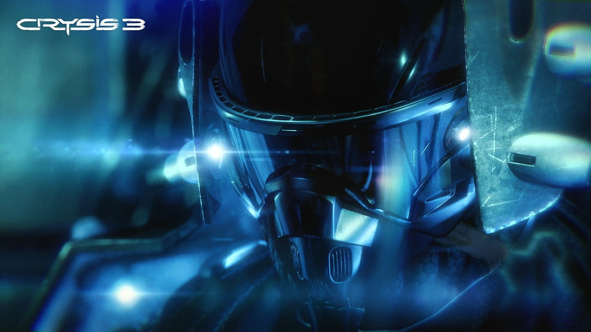 helmet, video games, crysis, blue, game, 1080P, hd, HD Wallpaper