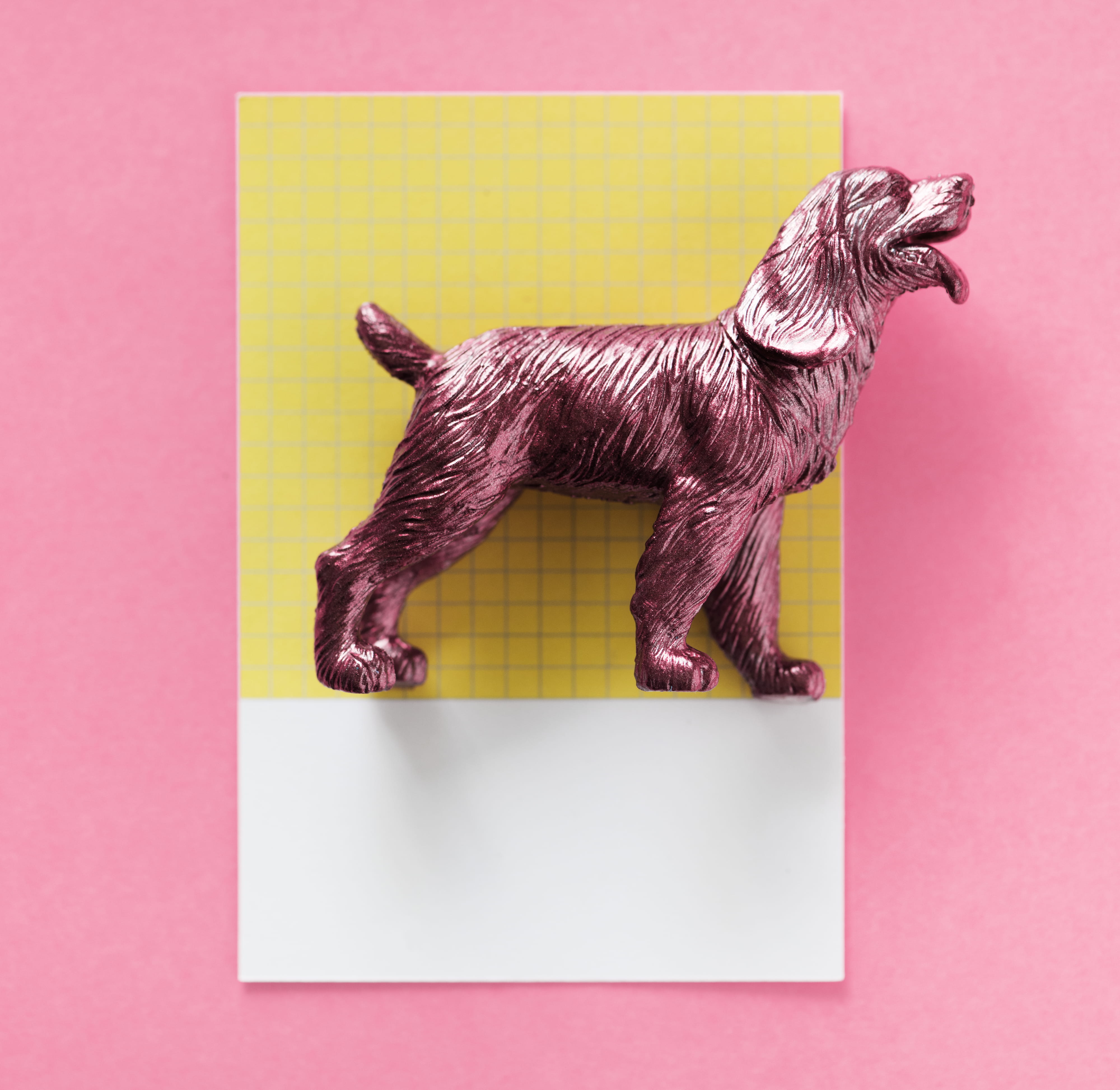 full length, animal representation, metallic, mini, creative, spaniel, pink color, indoors, animal, domestic animals, miniature, figure, toy, mammal, figurine, HD Wallpaper