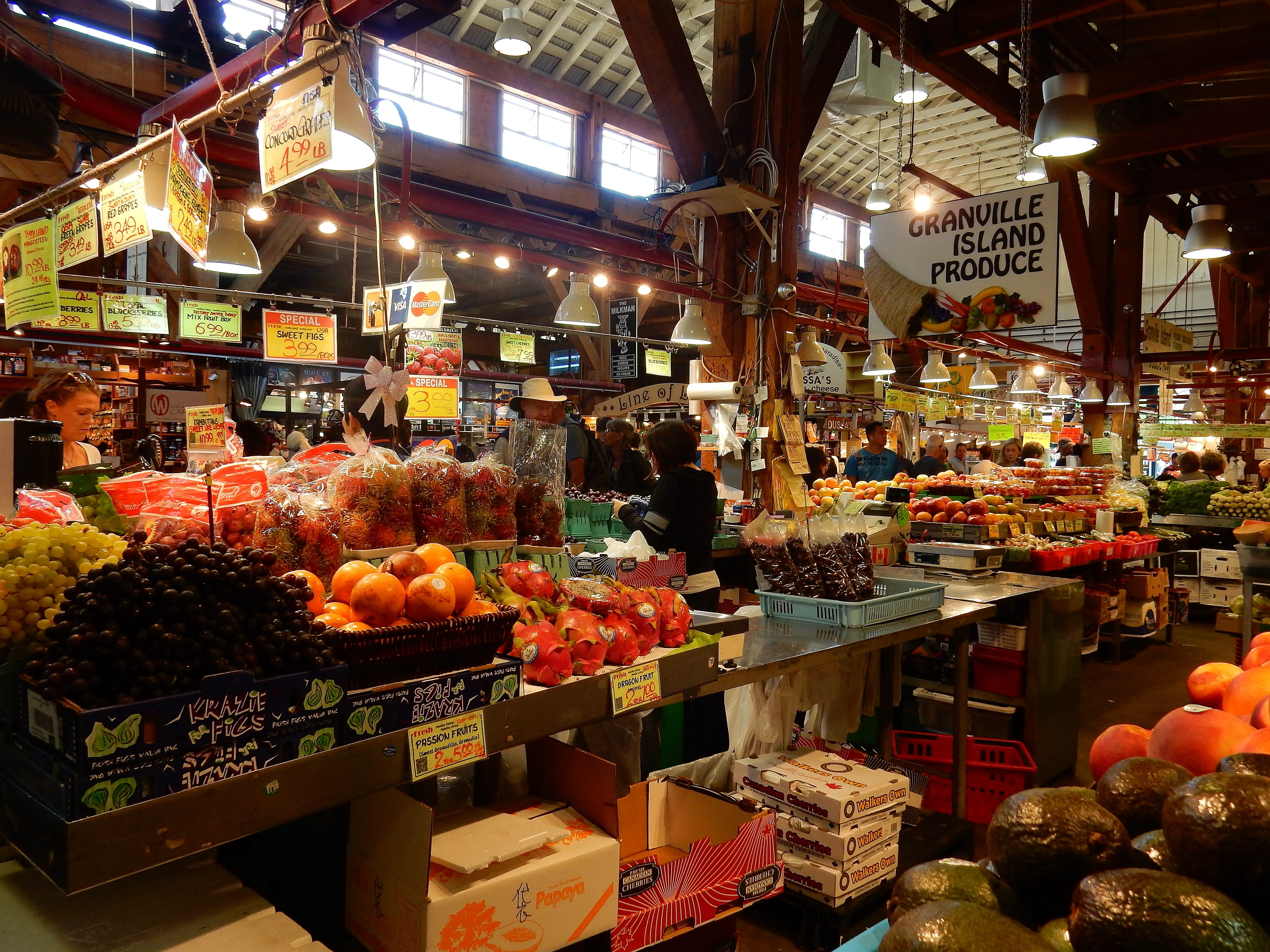 diversity, market stall, illuminated, healthy eating, choice, fresh fruits, granville, island, food, large group of objects, false creek, freshness, no people, HD Wallpaper