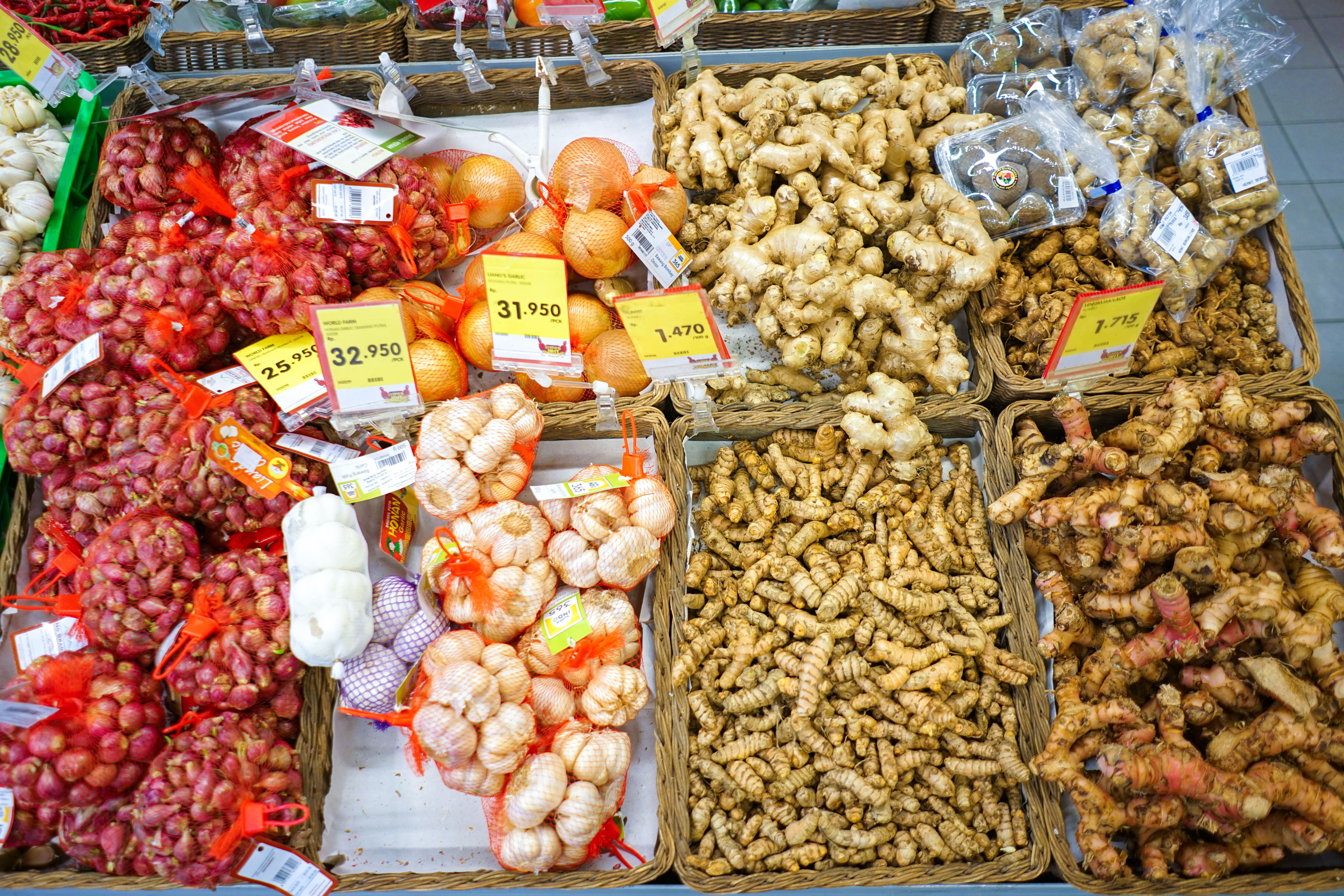 price tag, freshness, still life, choice, large group of objects, high angle view, healthy eating, superindo dago, market, supermarket, variation, collection, HD Wallpaper