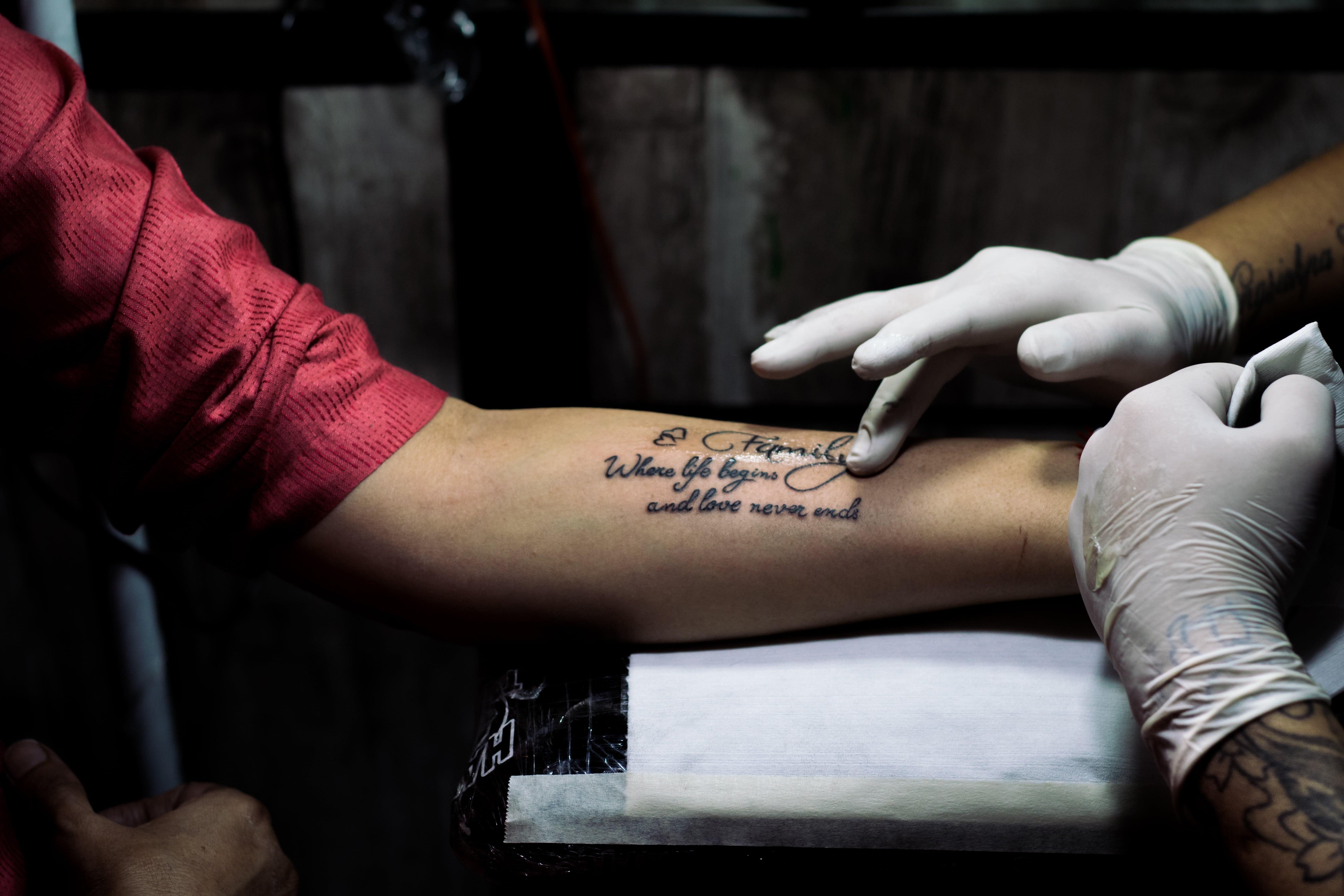 symbol, adults only, indoors, quotes, human arm, midsection, tattoo, arm, tattooing, rose, decorative, retro, left, writing, occupation, men, ink, vintage, HD Wallpaper