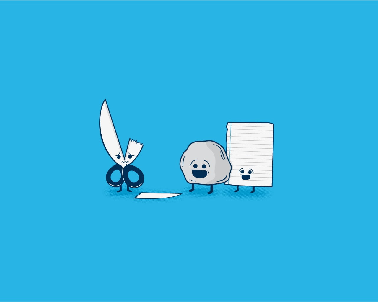 colored background, fun, rock paper scissors, computer icon, minimalism, blue background, humor, communication, cable, blue, rock, paper, connection, listening, HD Wallpaper