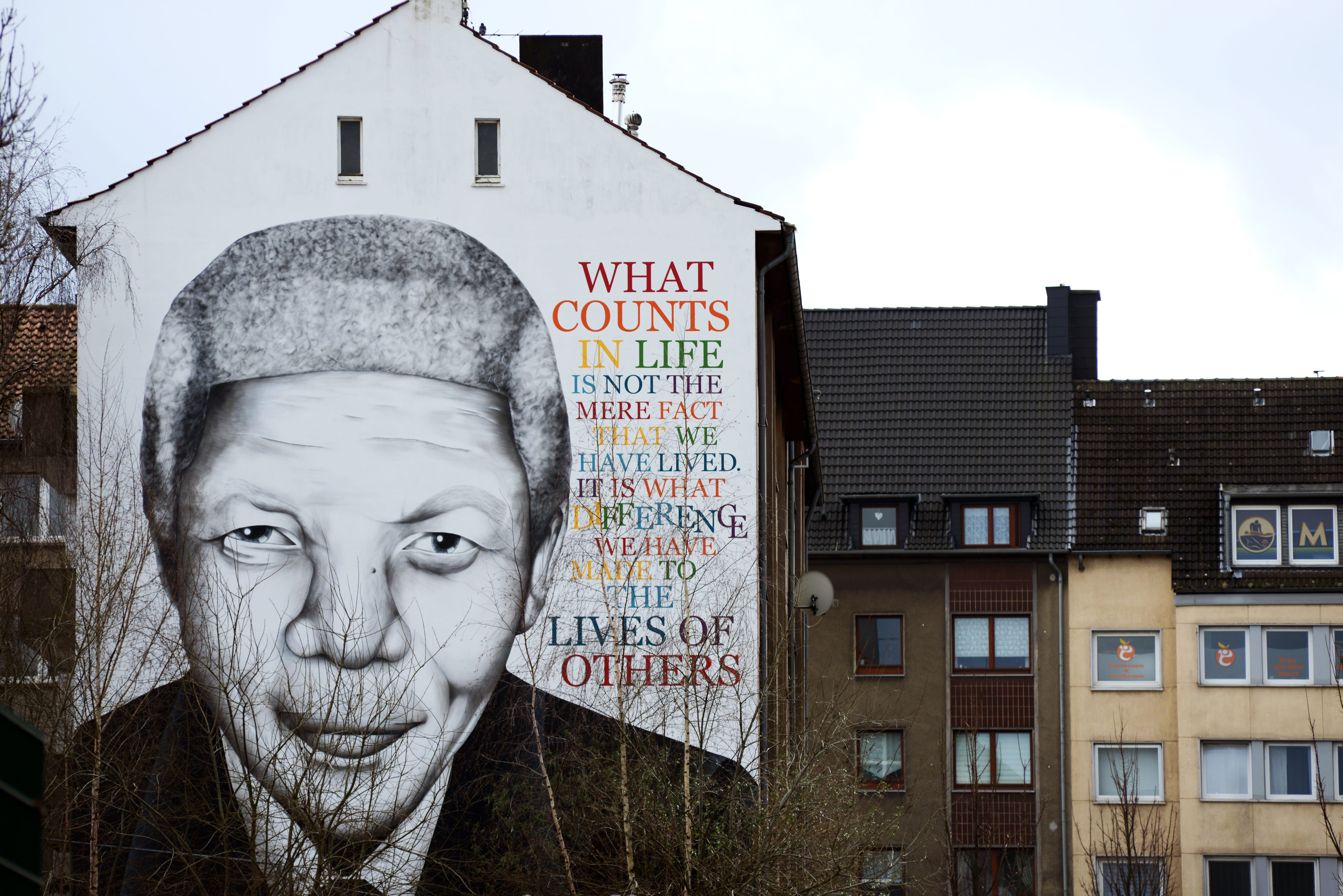 young adult, urbanart, statement, building exterior, mandela, 5K, union district, quote, communication, architecture, day, nelson, text, front view, real people, HD Wallpaper