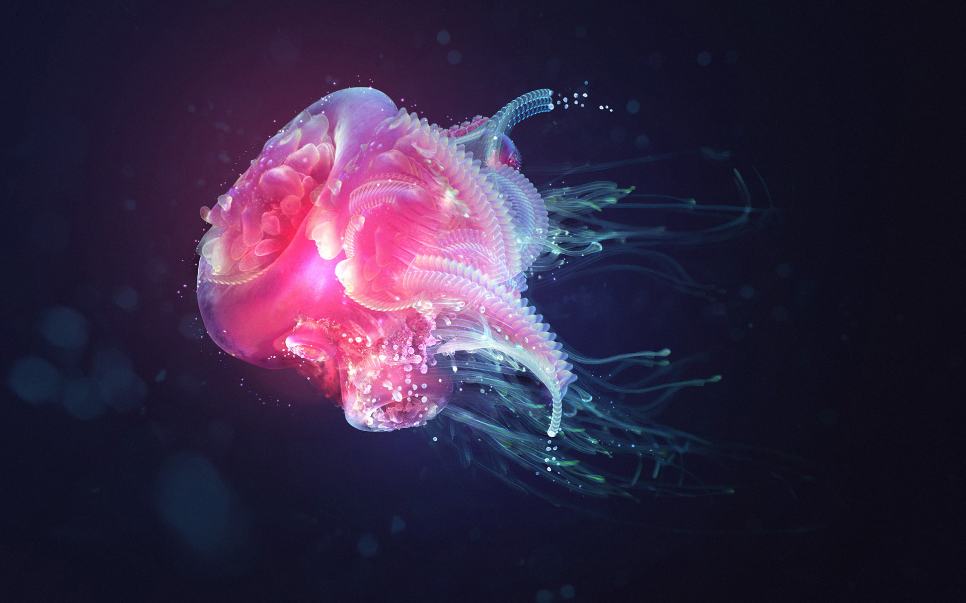 bubbles, depth, 1080P, tentacles, quirkiness, HD Wallpaper