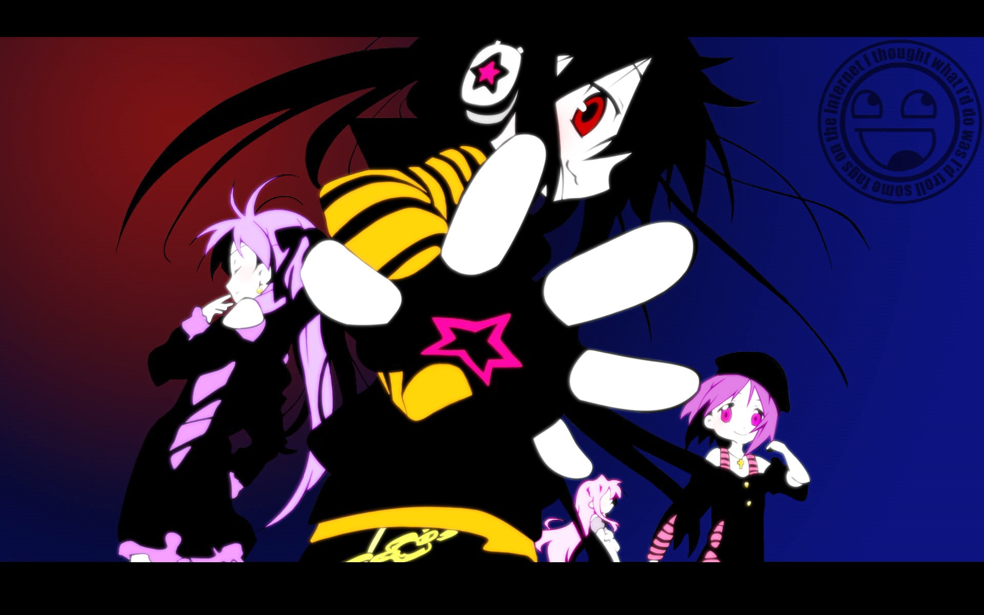 red eyes, anime girls, headphones, Lucky Star, 1080P, HD Wallpaper