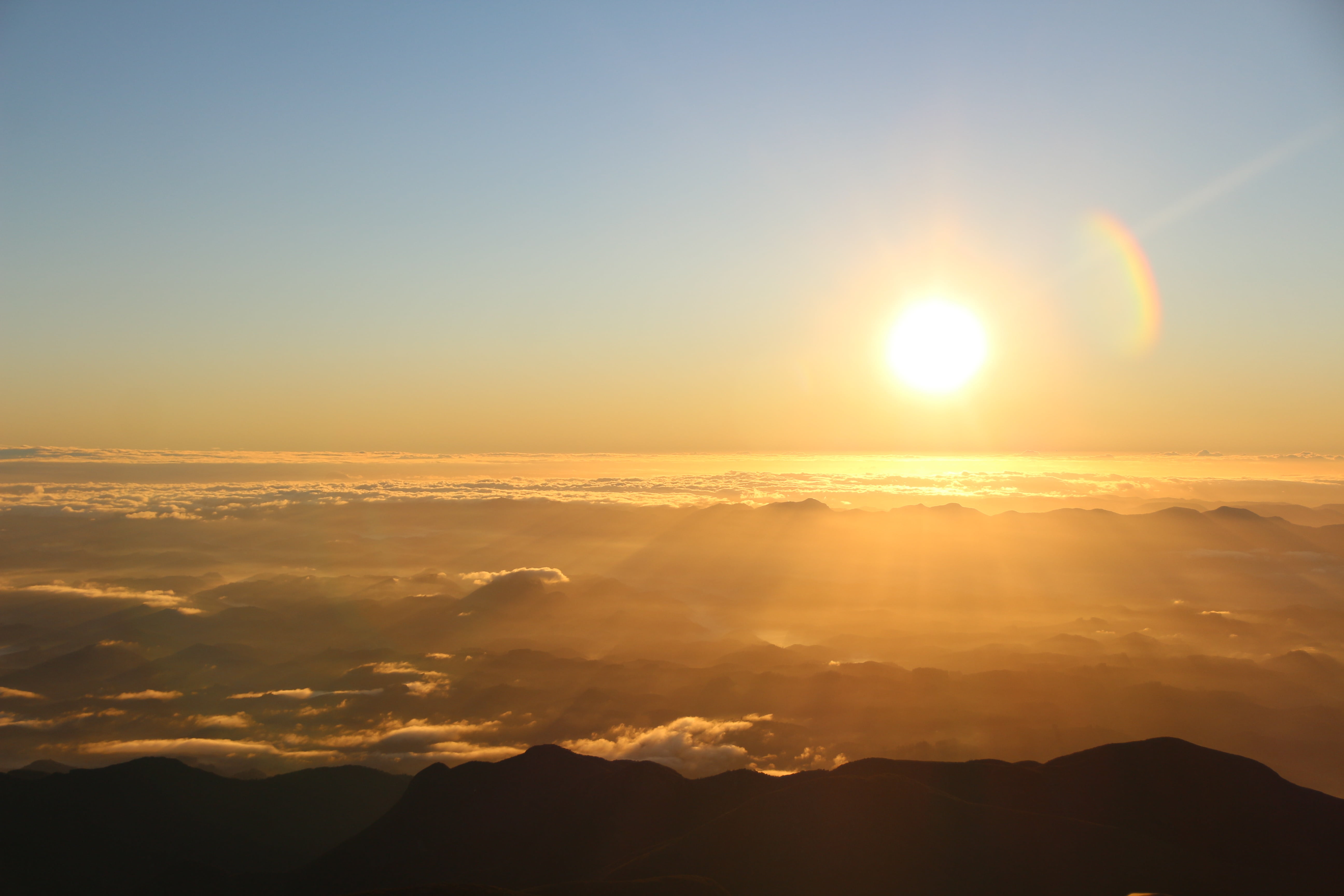 sol, scenics - nature, gratitude, tranquility, orange color, tranquil scene, mountain range, sunshine, no people, majestic, mountain, outdoors, idyllic, HD Wallpaper
